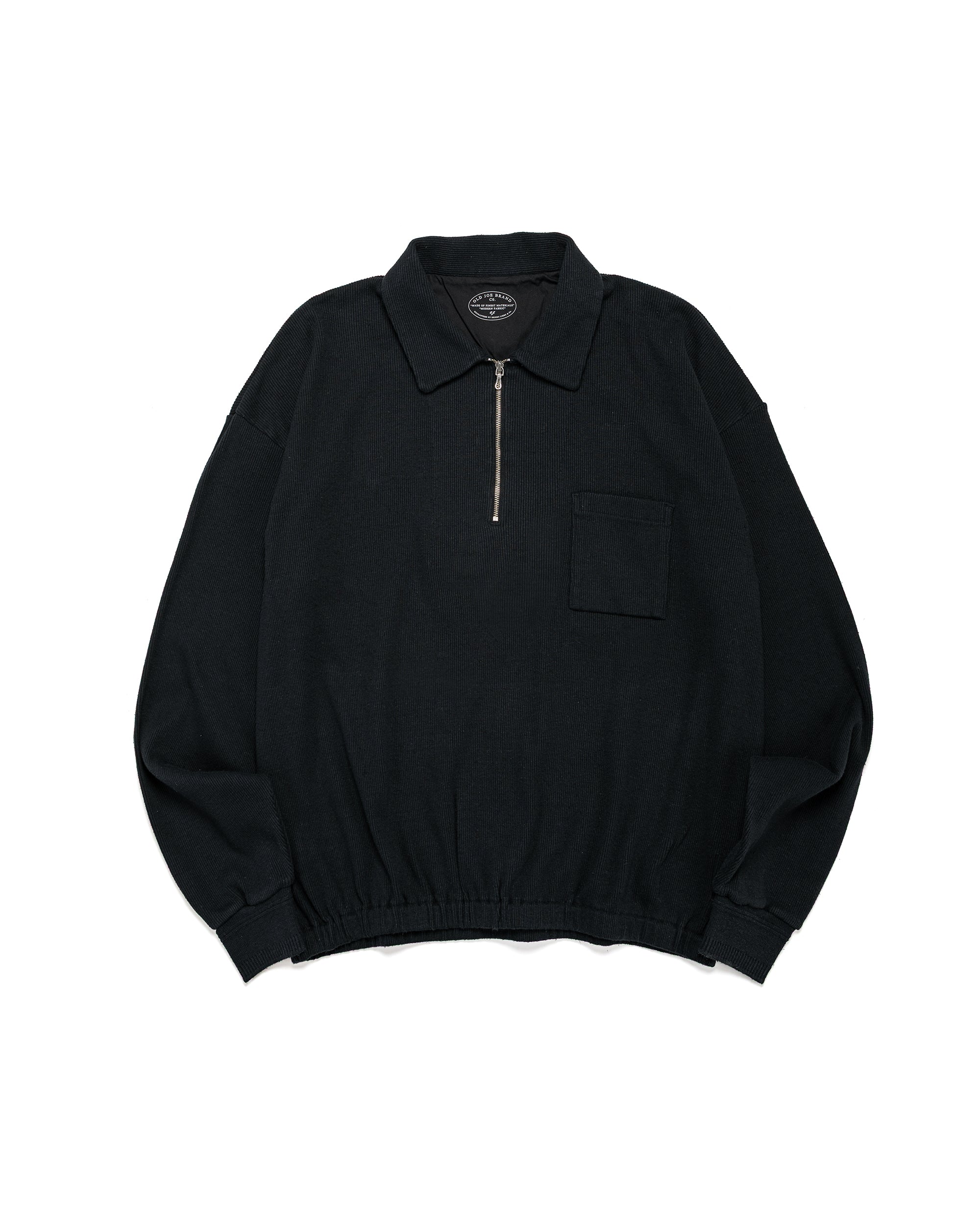 Old Joe Quater Zip Silk Nep Ripped Shirt Onyx