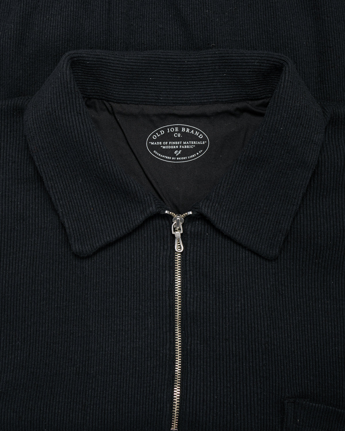 Old Joe Quater Zip Silk Nep Ripped Shirt Onyx