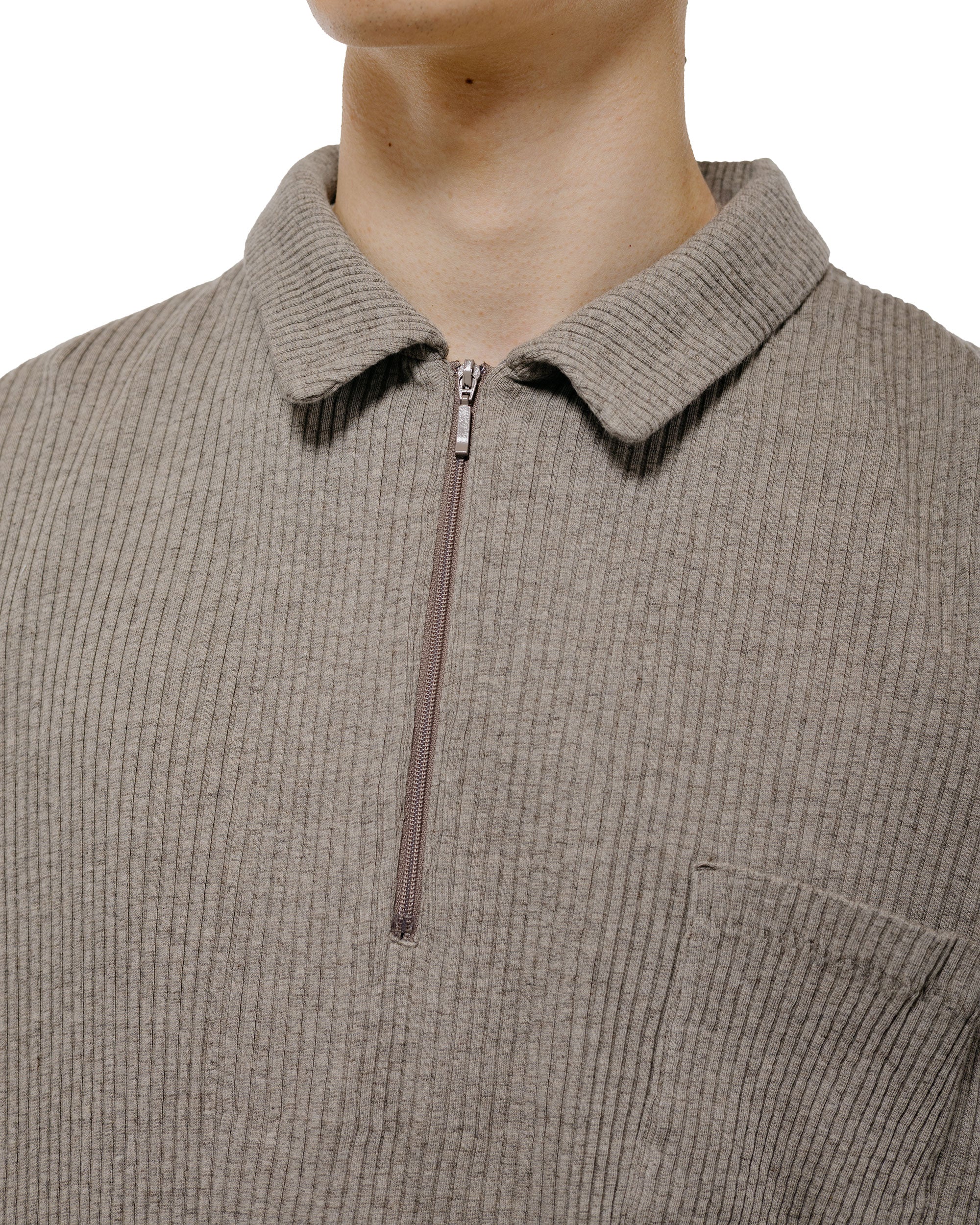 Old Joe Quater Zip Cotton Yak Ribed Shirts Morel