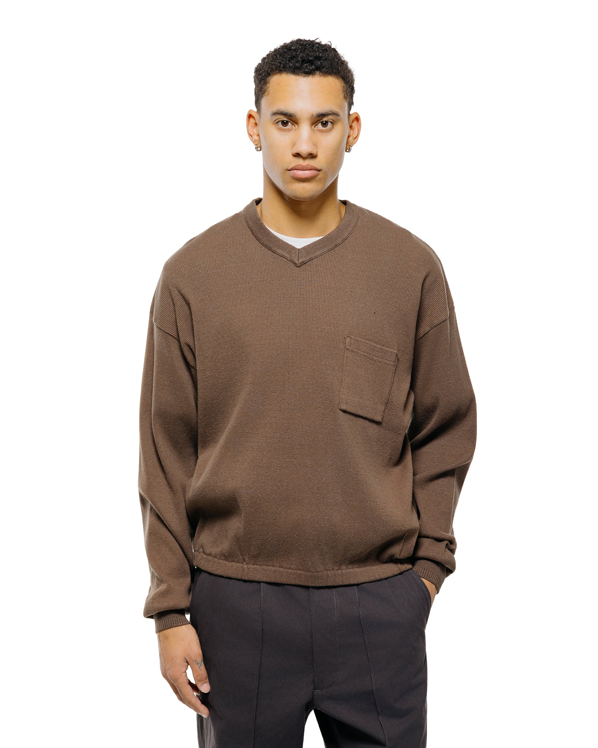 トップス old joe V-NECK SILK NEP RIBED TOPS OldJoeV-