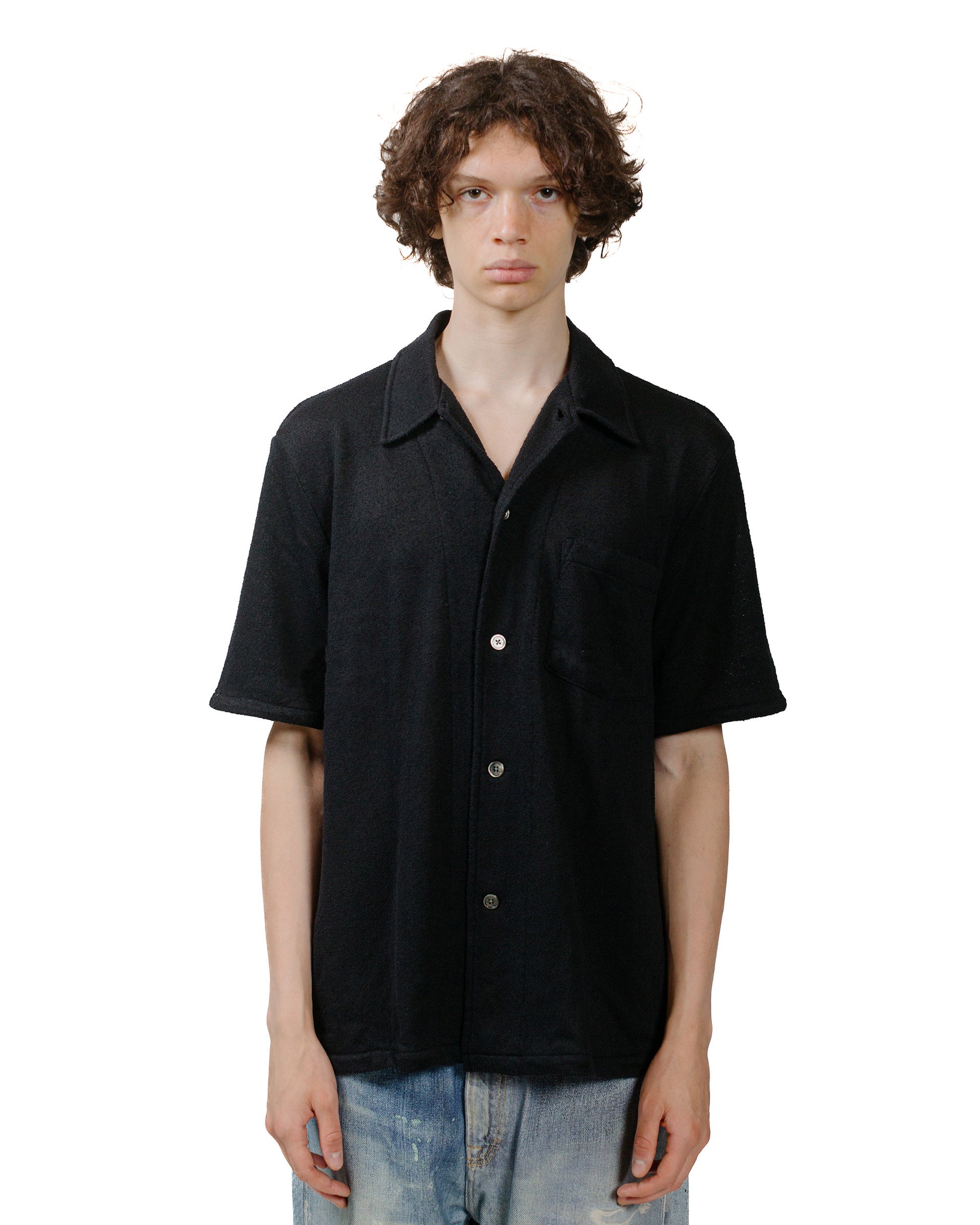 Our Legacy Box Shirt Shortsleeve Black Boucle model front