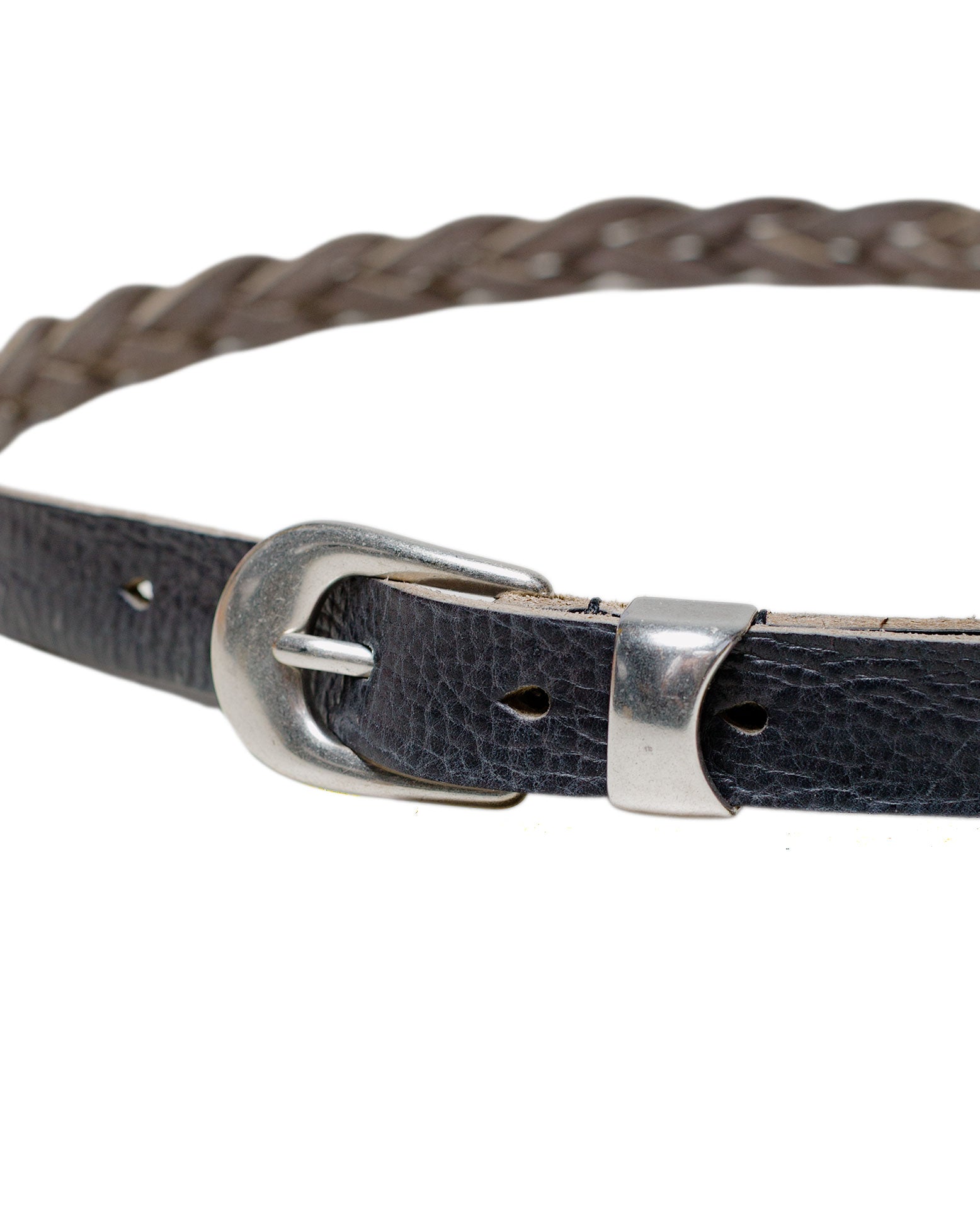 Our Legacy 2CM Braided Belt Soft Coal Torn Bovine
