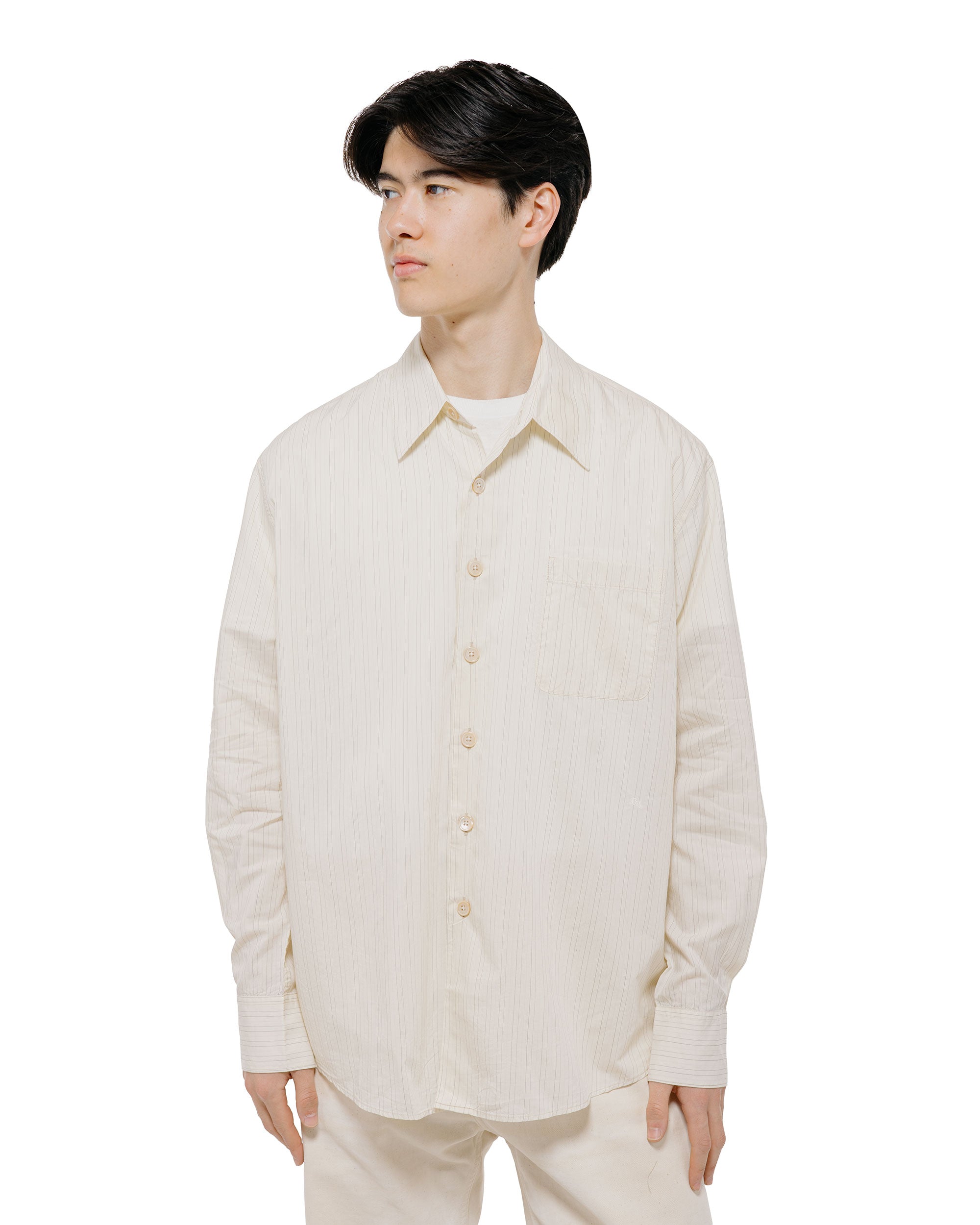 Our Legacy Above Shirt Faded Bone Windstripe Lyocell