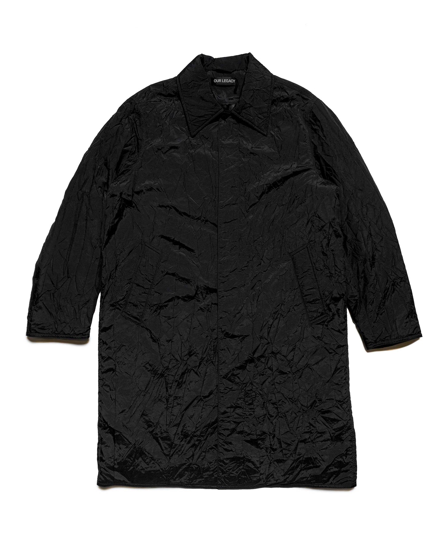 Our Legacy Blithe Coat Shining Black Crinkle Solaro