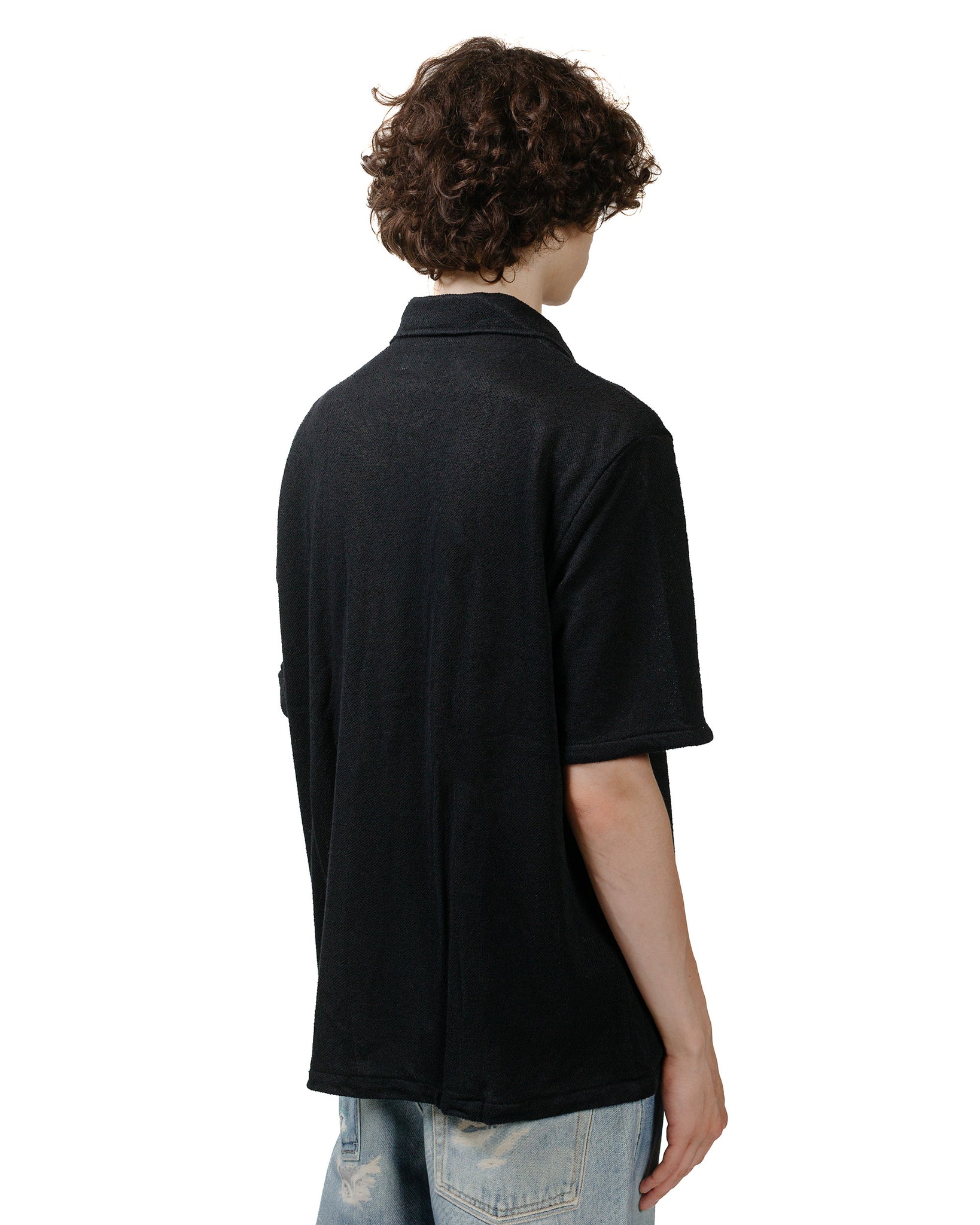 Our Legacy Box Shirt Shortsleeve Black Boucle model back