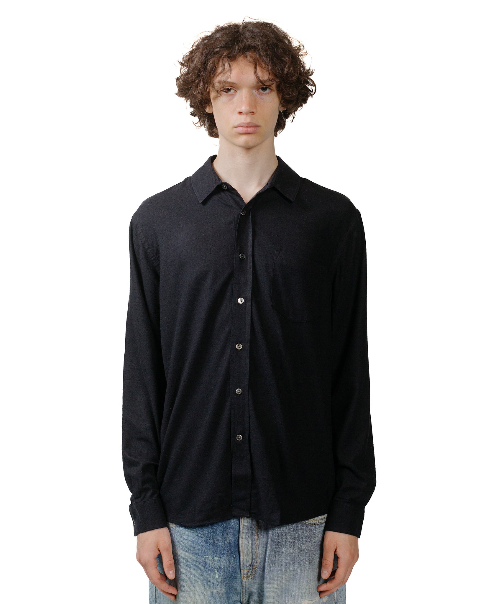 Our Legacy Classic Shirt Black Silk model front