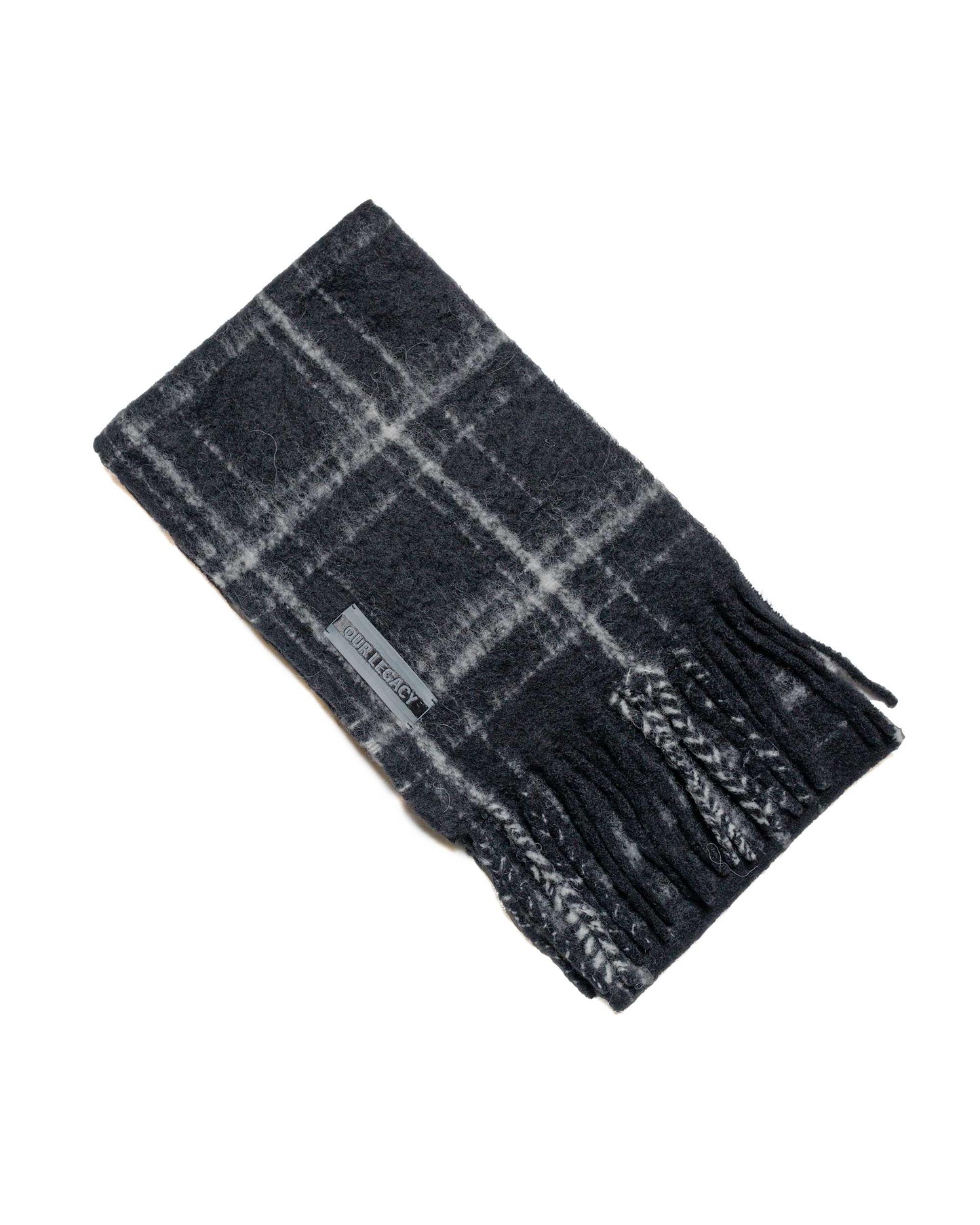 Our Legacy Estate Scarf Black Fuzzy Alpaca Check