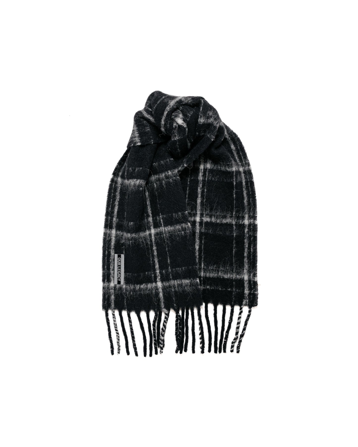 Our Legacy Estate Scarf Black Fuzzy Alpaca Check