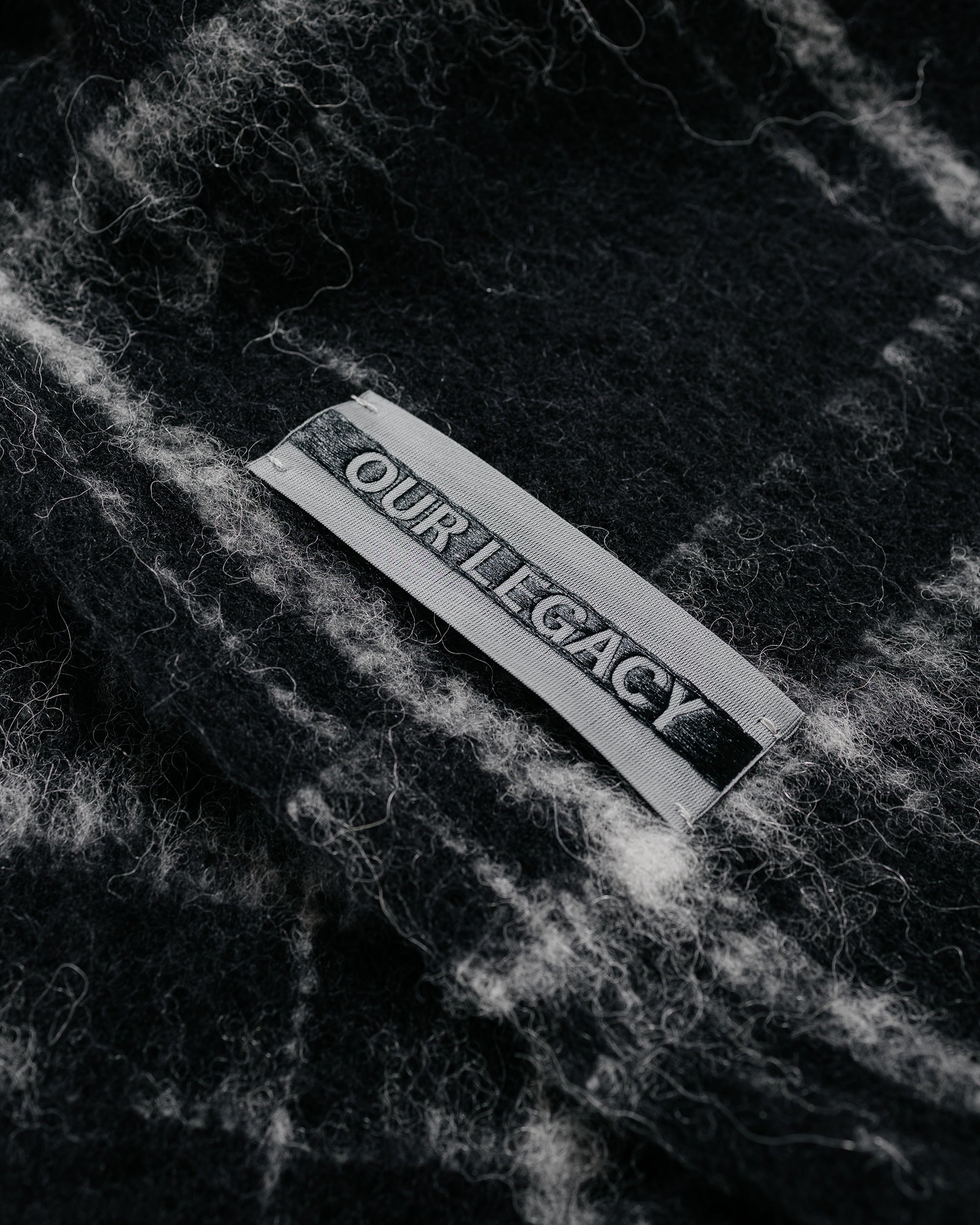 Our Legacy Estate Scarf Black Fuzzy Alpaca Check