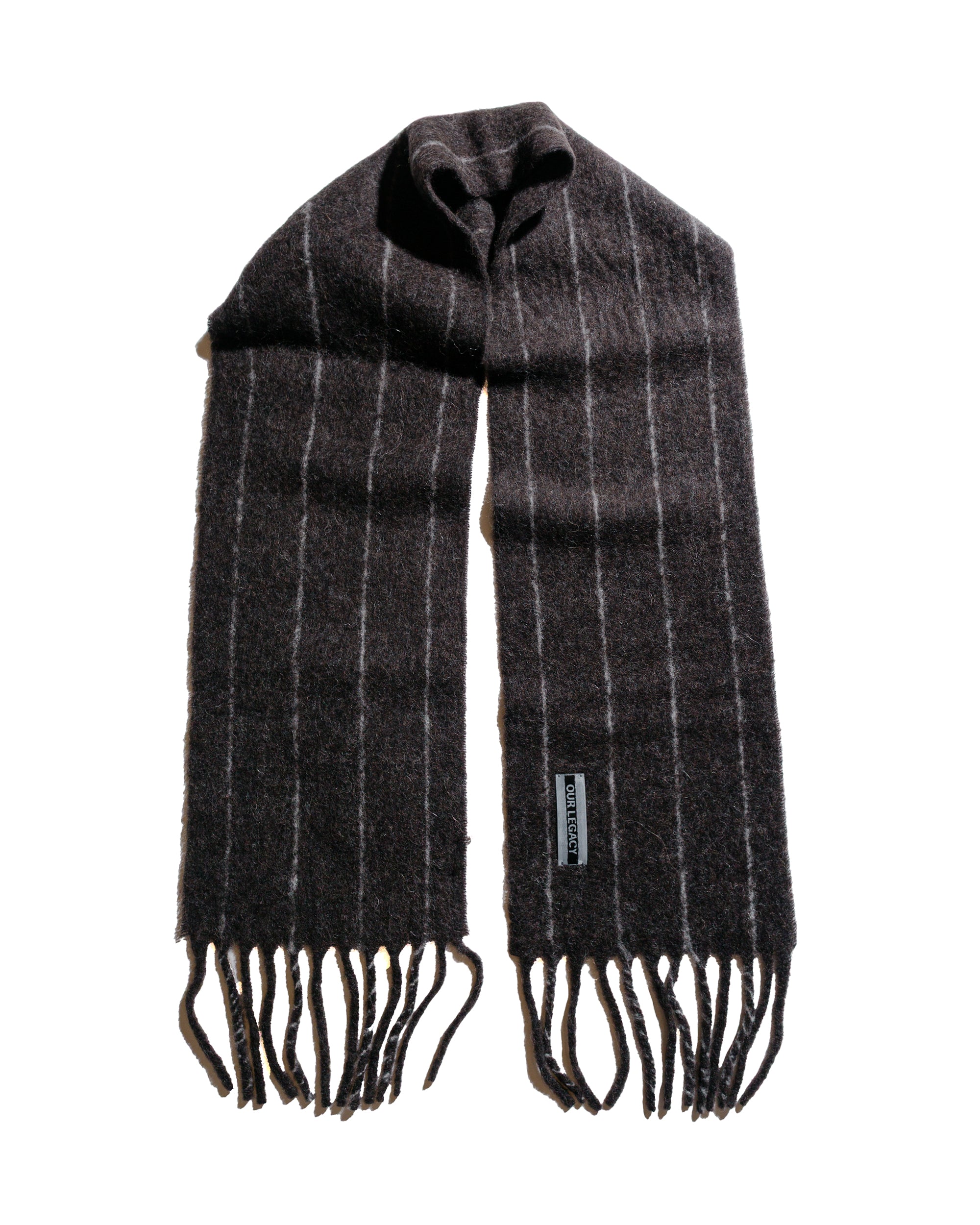 Our Legacy Estate Scarf Brown Pinstripe Fuzzy Alpaca