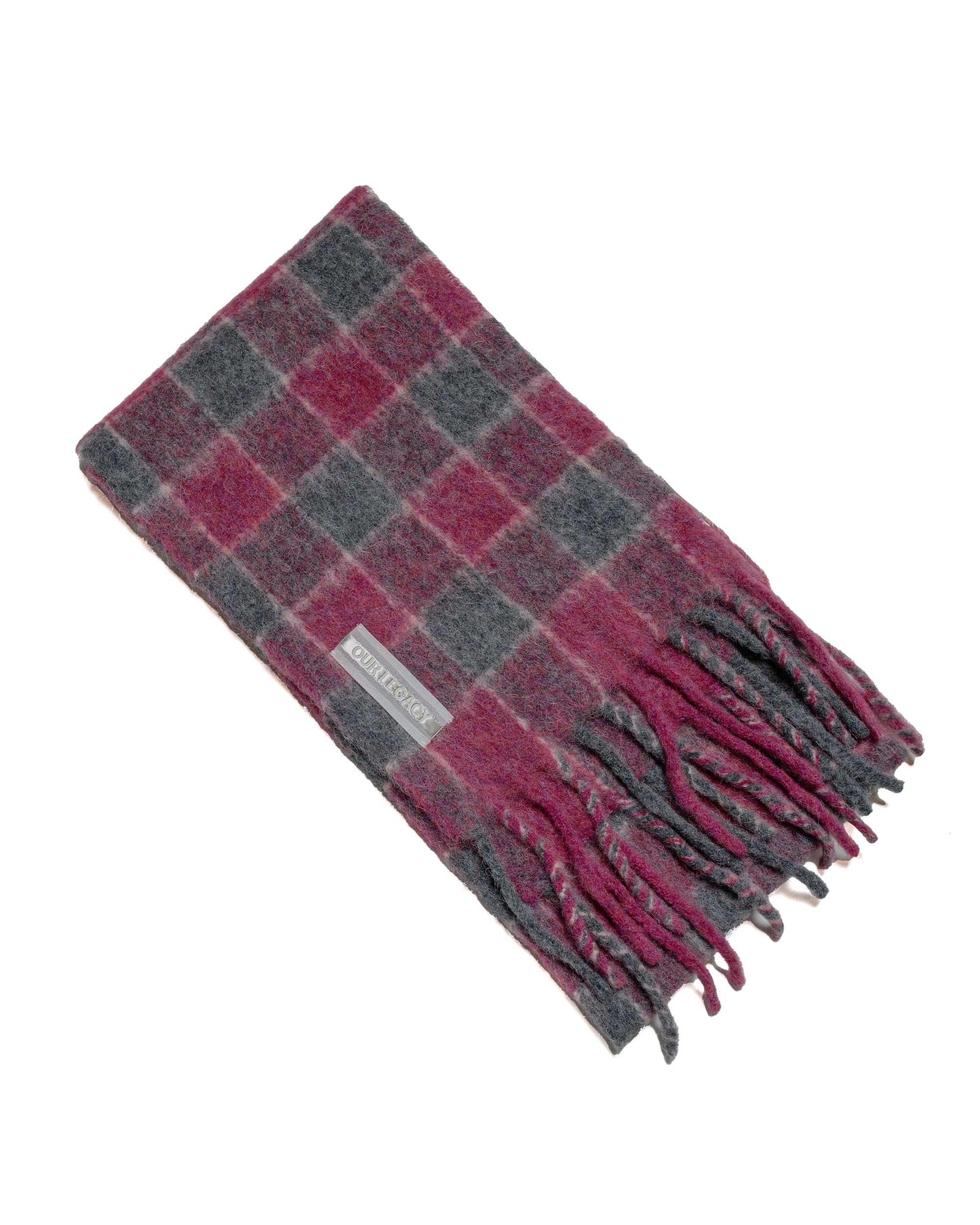 Our Legacy Estate Scarf Pink Fuzzy Alpaca Check