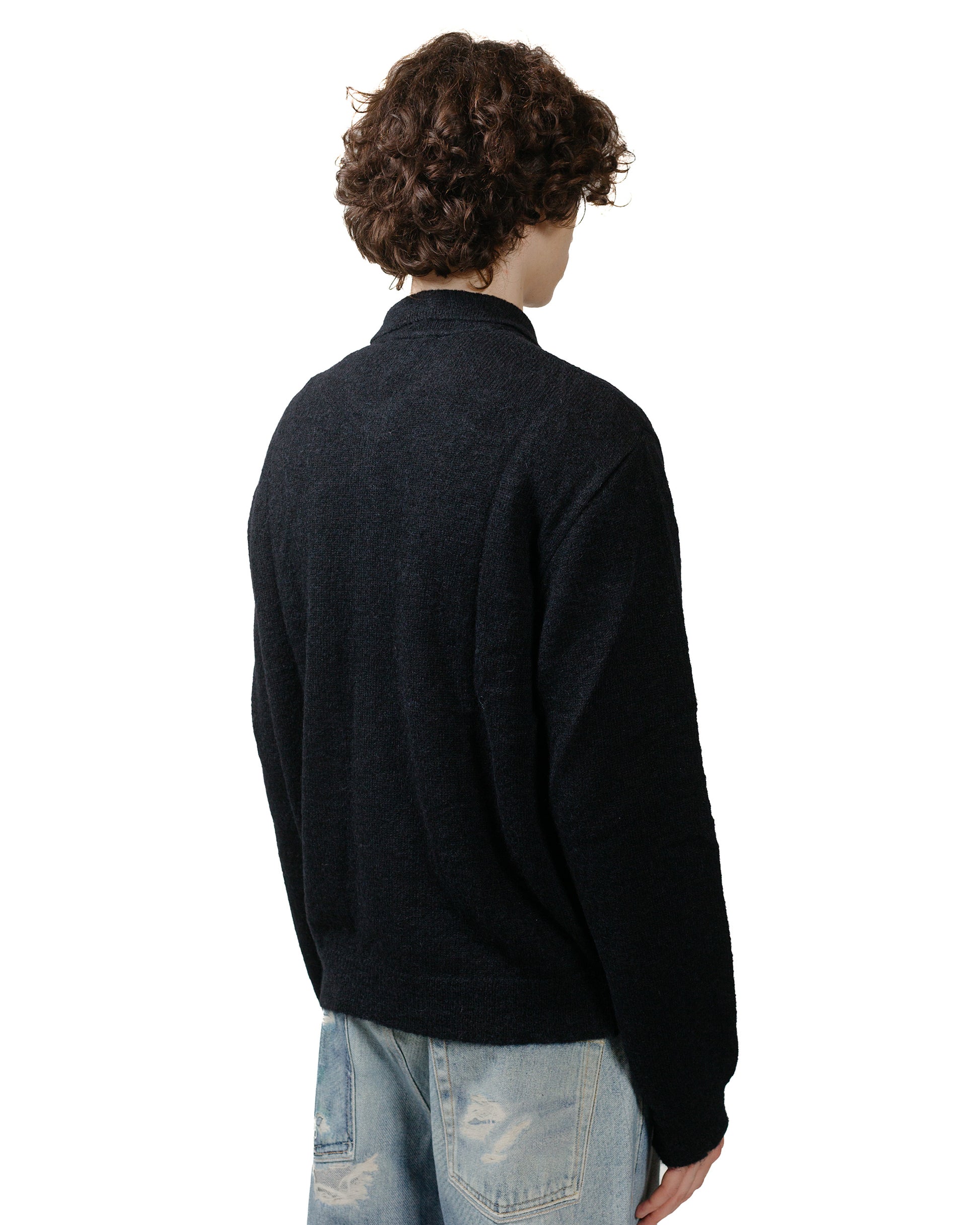 Our Legacy Evening Polo Black Fuzzy Alpaca model back