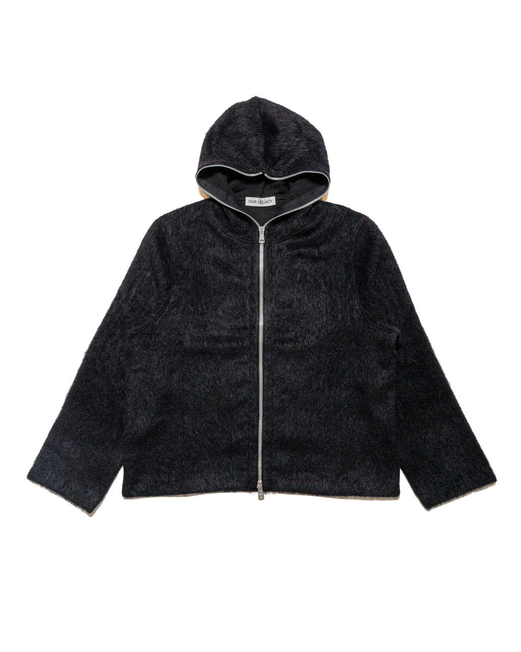 Our Legacy Full Zip Hood Black Hairy Wool 