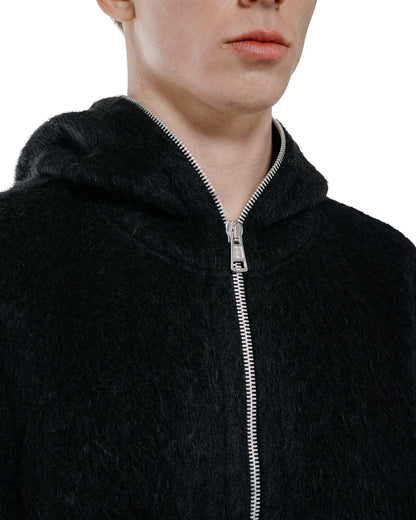 Our Legacy Full Zip Hood Black Hairy Wool