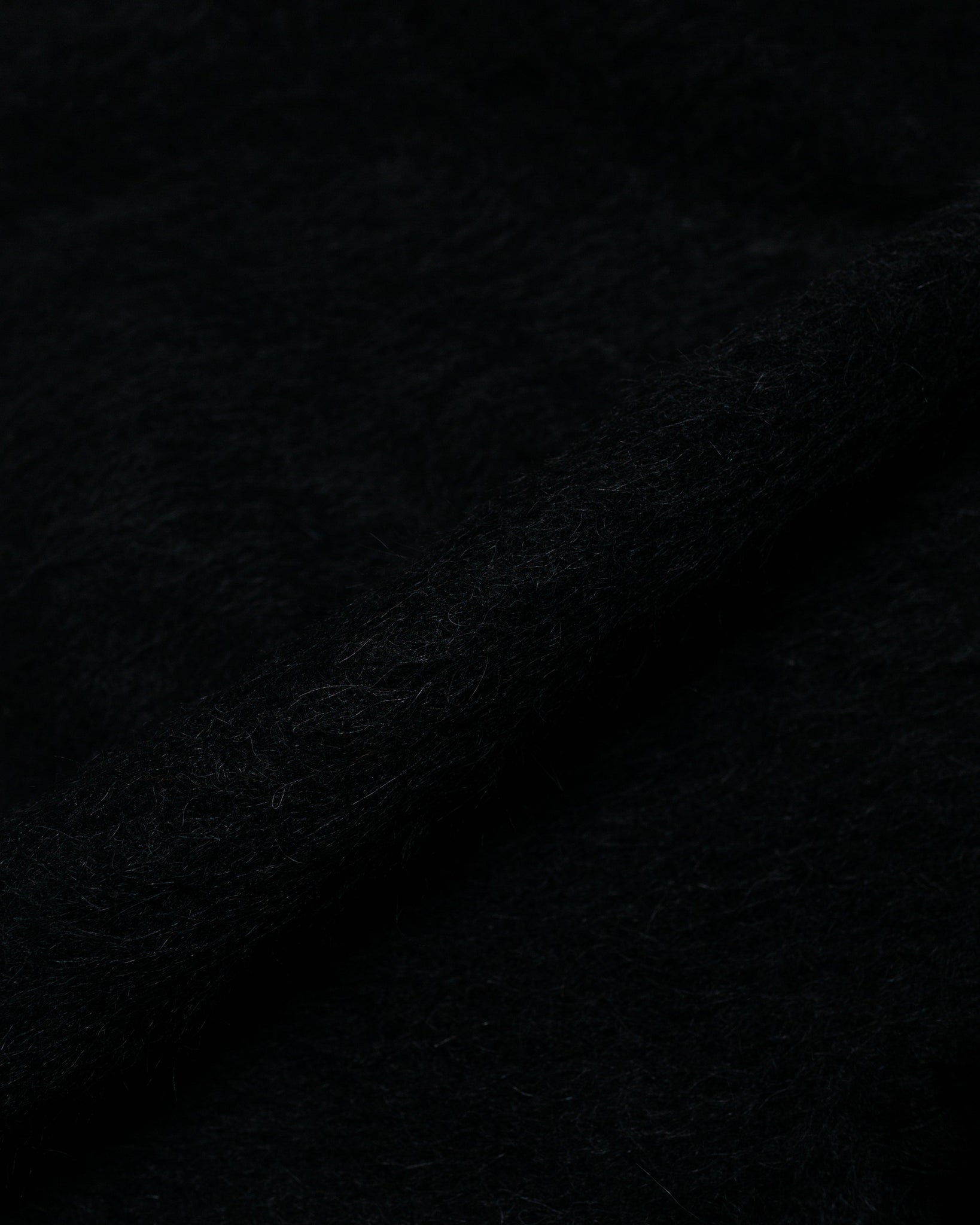 Our Legacy Full Zip Hood Black Hairy Wool fabric