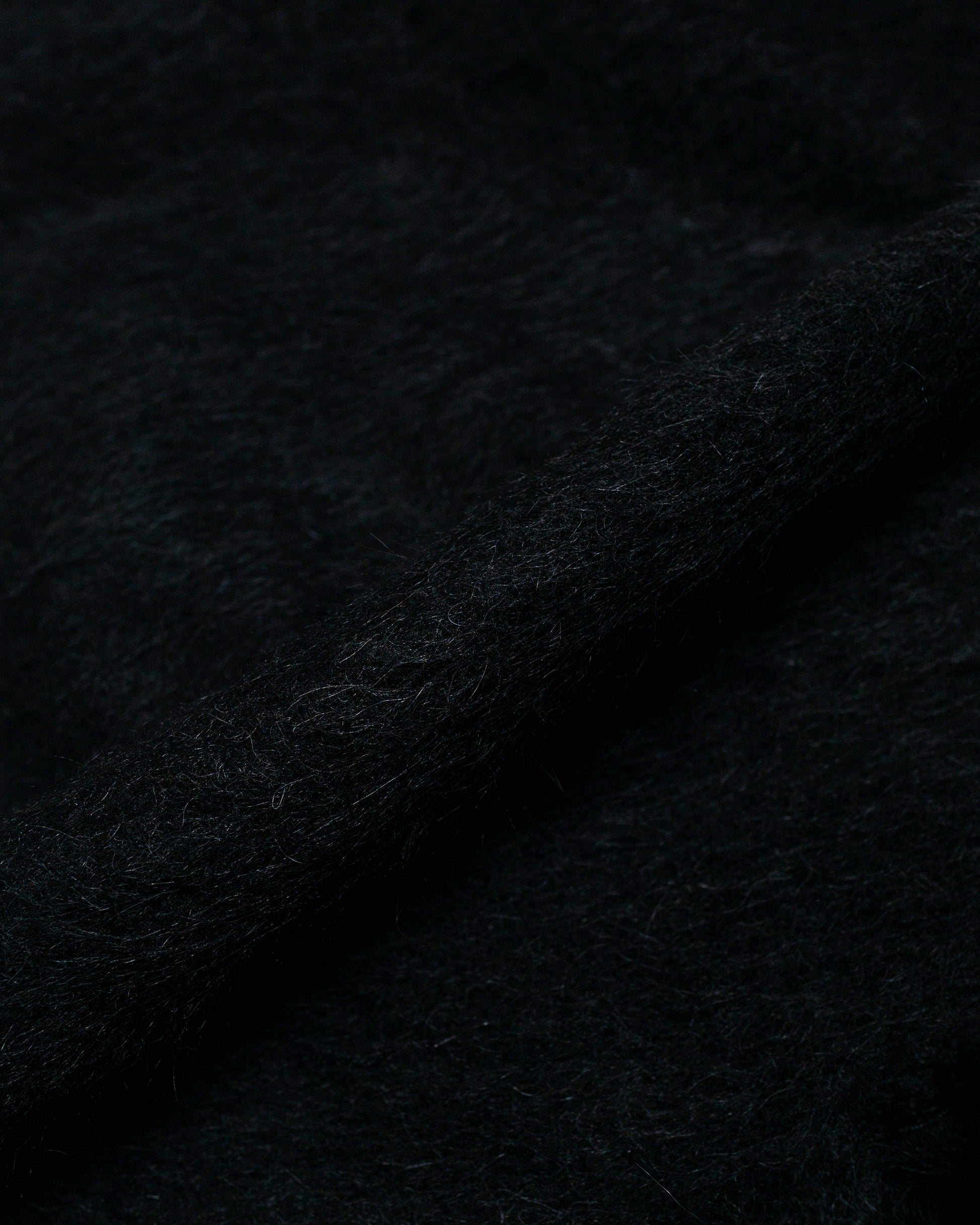 Our Legacy Full Zip Hood Black Hairy Wool fabric