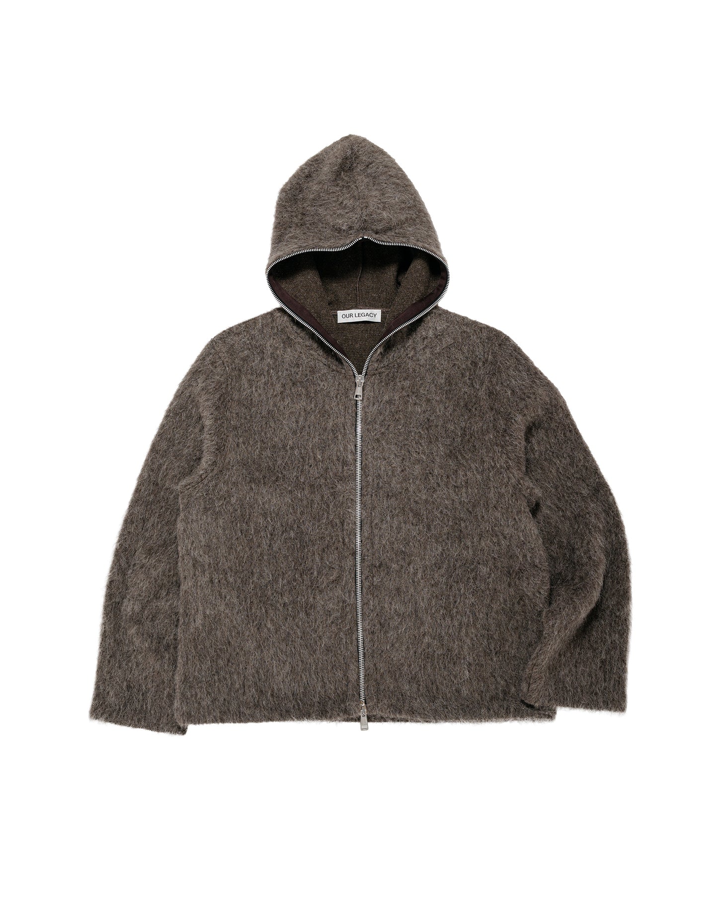 Our Legacy Full Zip Hood Mole Grey Hairy Wool