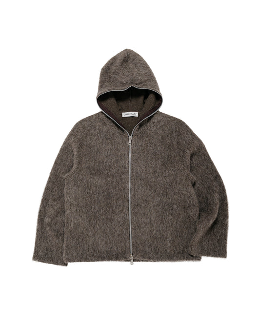 Our Legacy Full Zip Hood Mole Grey Hairy Wool