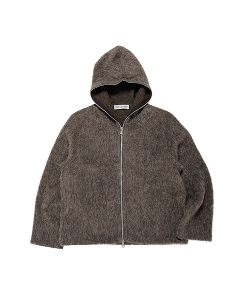 Our Legacy Full Zip Hood Mole Grey Hairy Wool