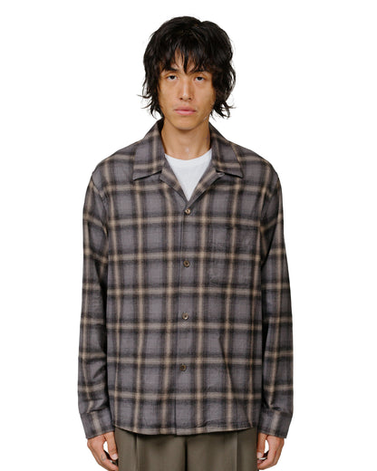 Our Legacy Heusen Shirt Oyster Check Hairy Flannel model front