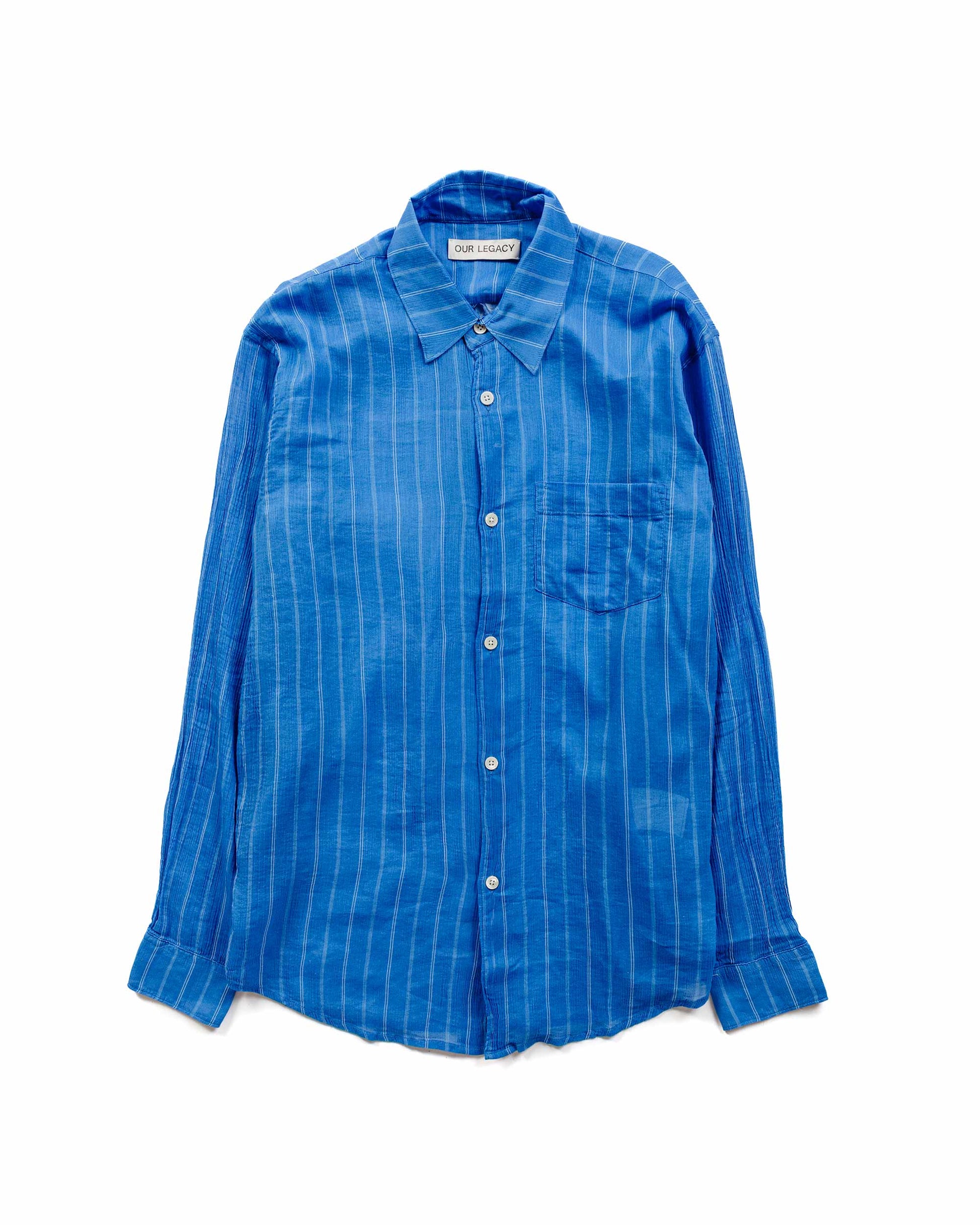 Our Legacy Initial Shirt Blue Rayon Plait Stripe