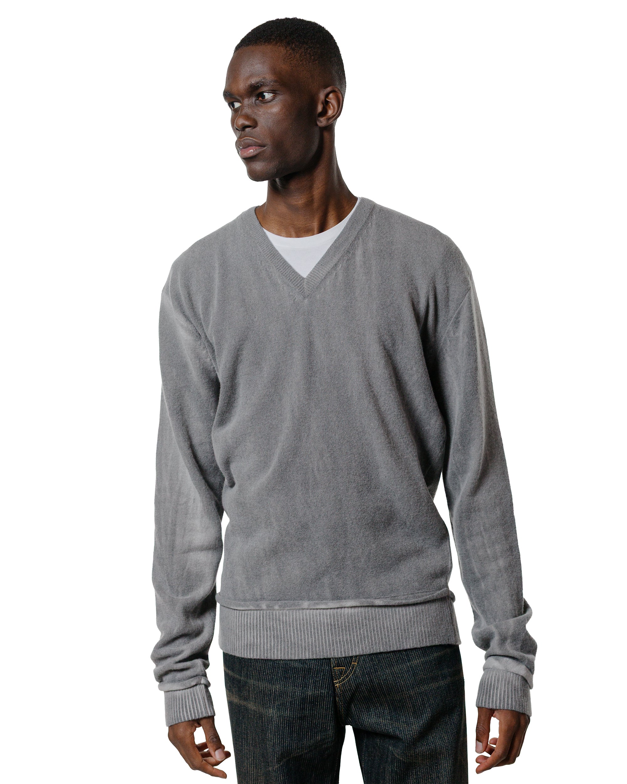 Our Legacy Parallel V-Neck Grey Spray Dye Cherub Wool