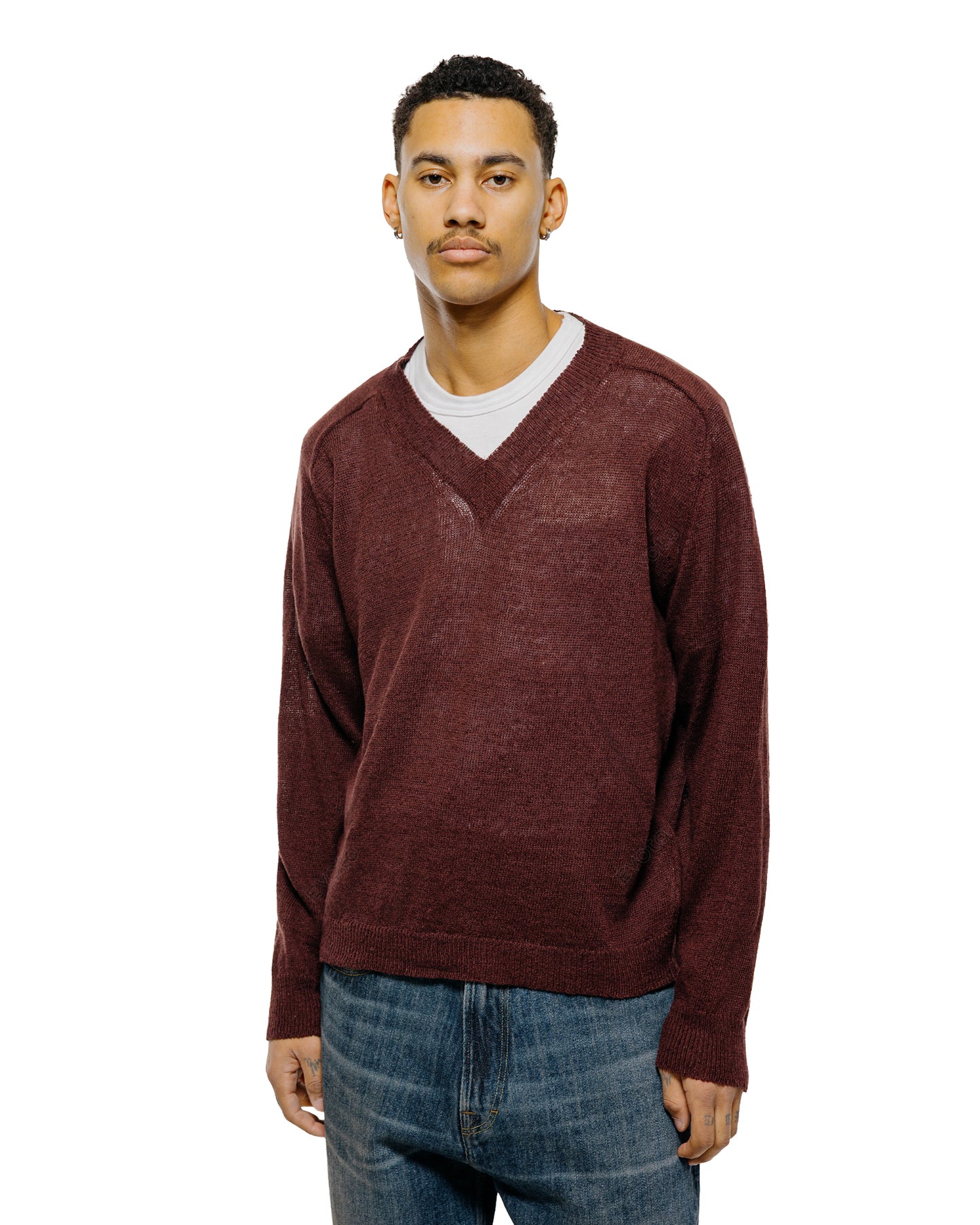 Our Legacy Rue V-Neck Cabernet Cyclone Linen