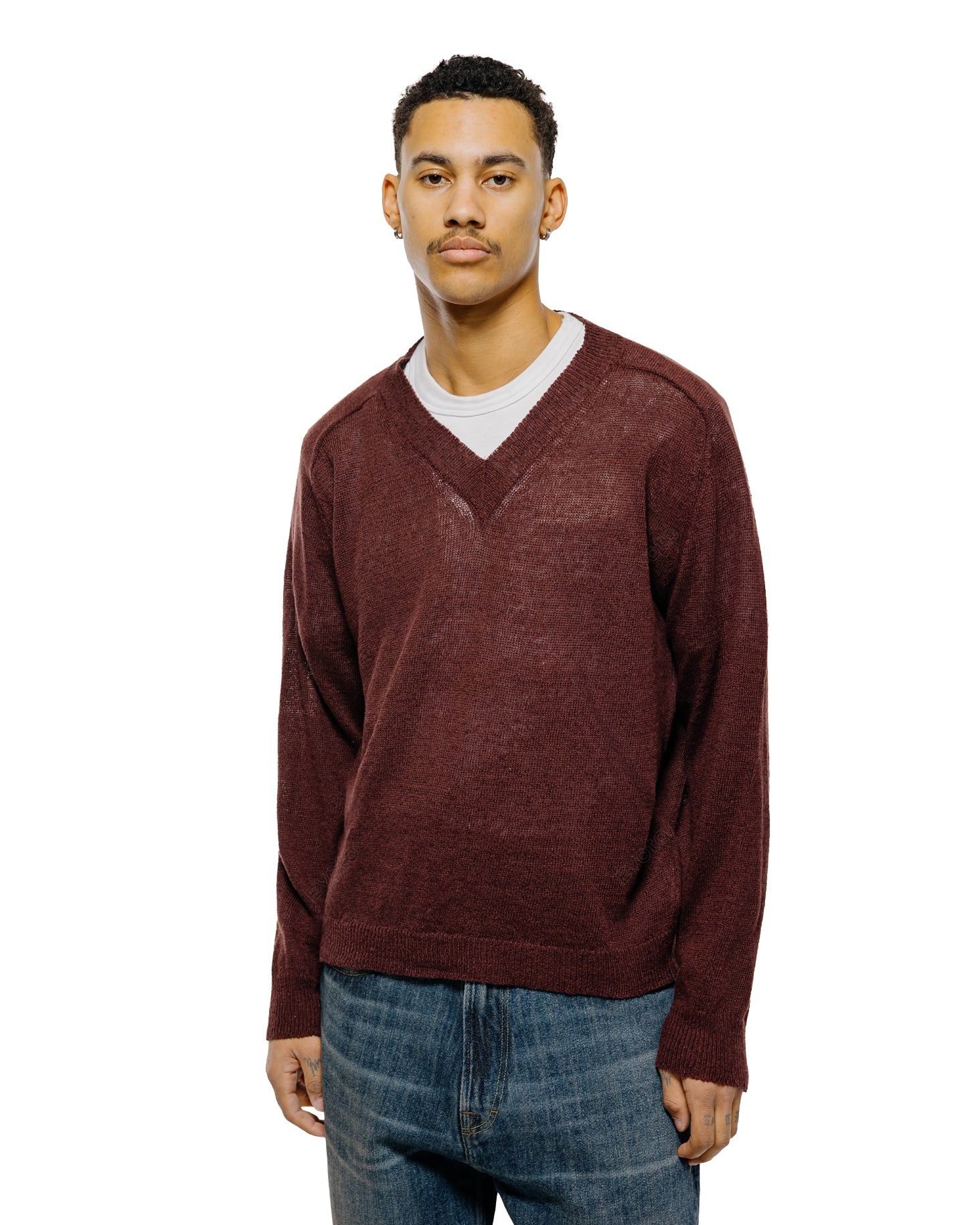 Our Legacy Rue V-Neck Cabernet Cyclone Linen