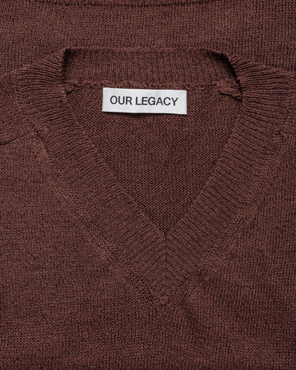 Our Legacy Rue V-Neck Cabernet Cyclone Linen