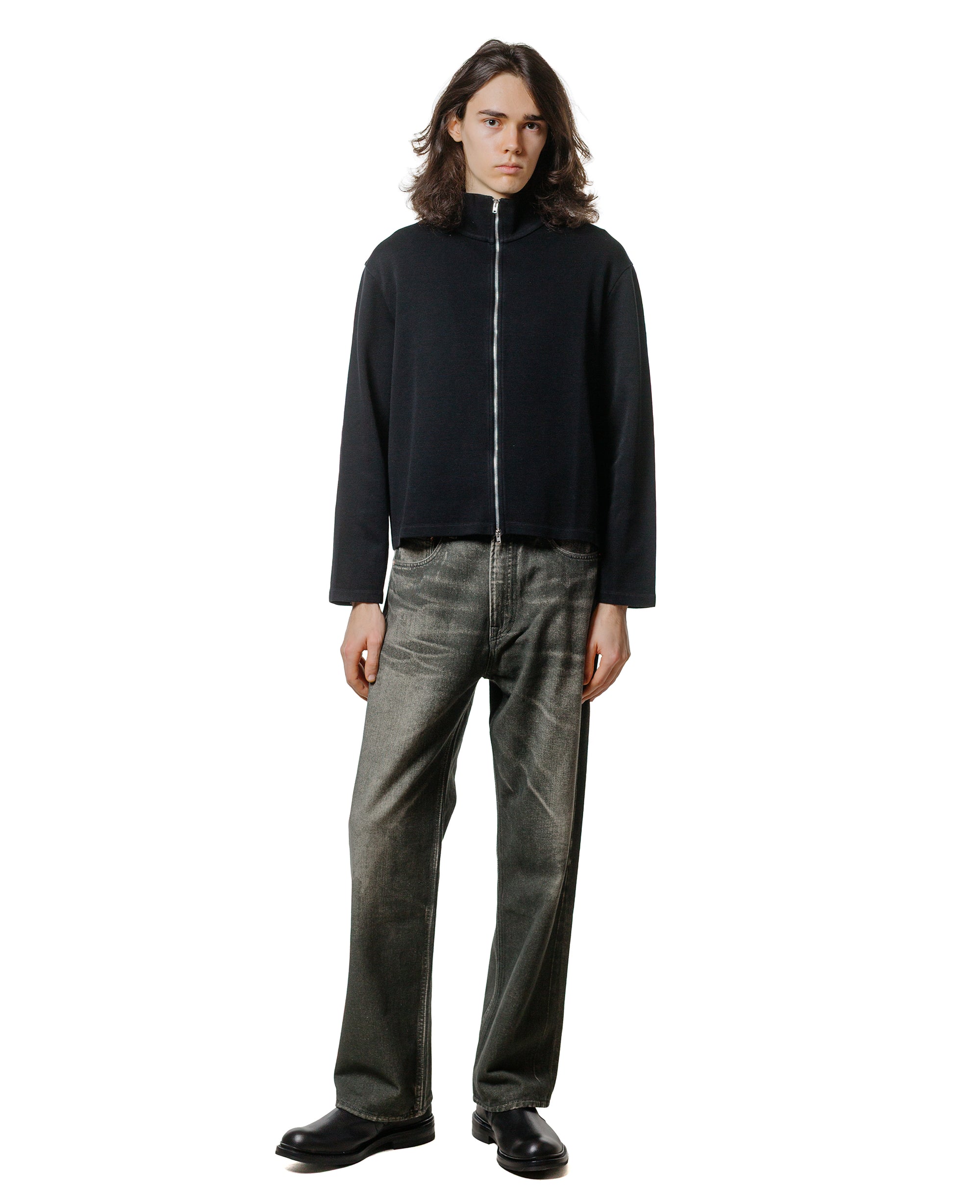 Our Legacy Shrunken Full Zip Black Athletic Rib