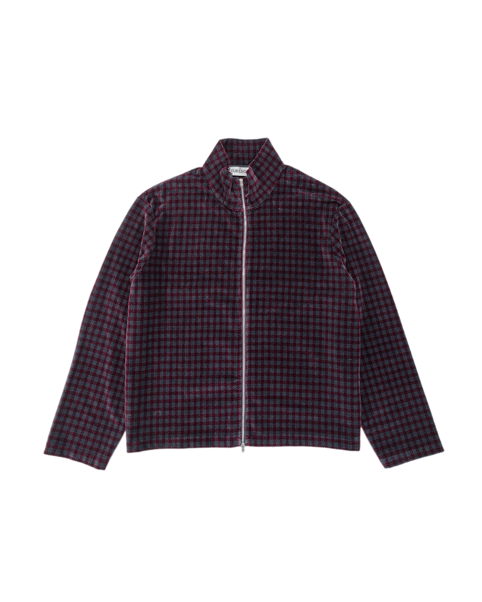 Our Legacy Shrunken Full Zip Merlot Houndini Check Velour