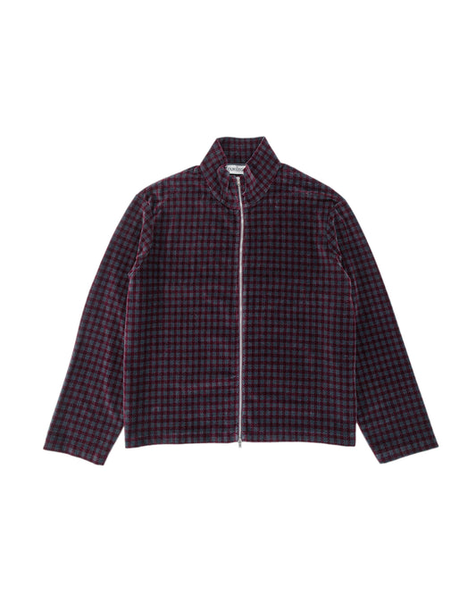Our Legacy Shrunken Full Zip Merlot Houndini Check Velour