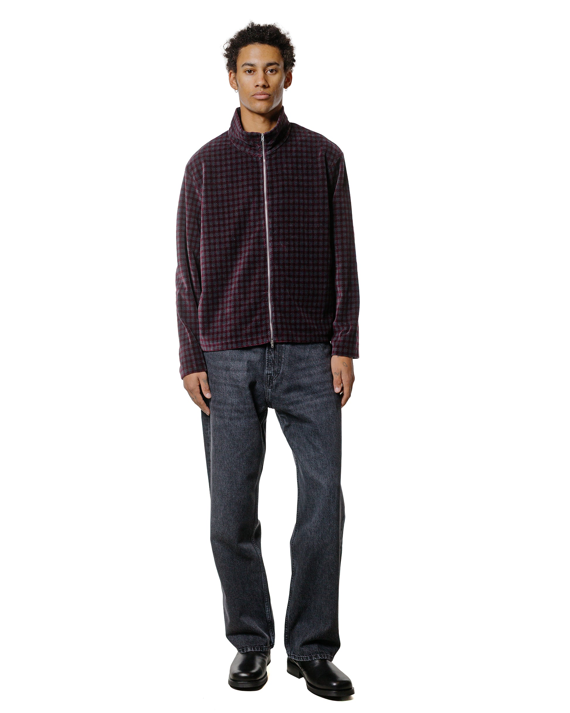 Our Legacy Shrunken Full Zip Merlot Houndini Check Velour