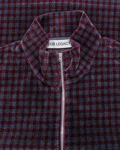 Our Legacy Shrunken Full Zip Merlot Houndini Check Velour