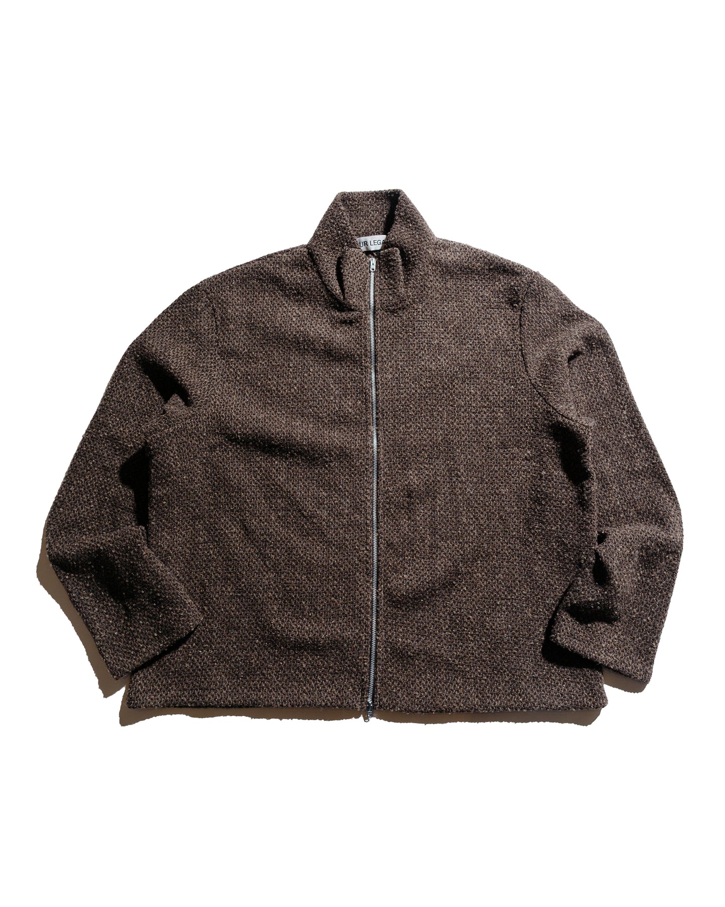 Our Legacy Shrunken Full Zip Polo Brown Sparse Buckle Weave