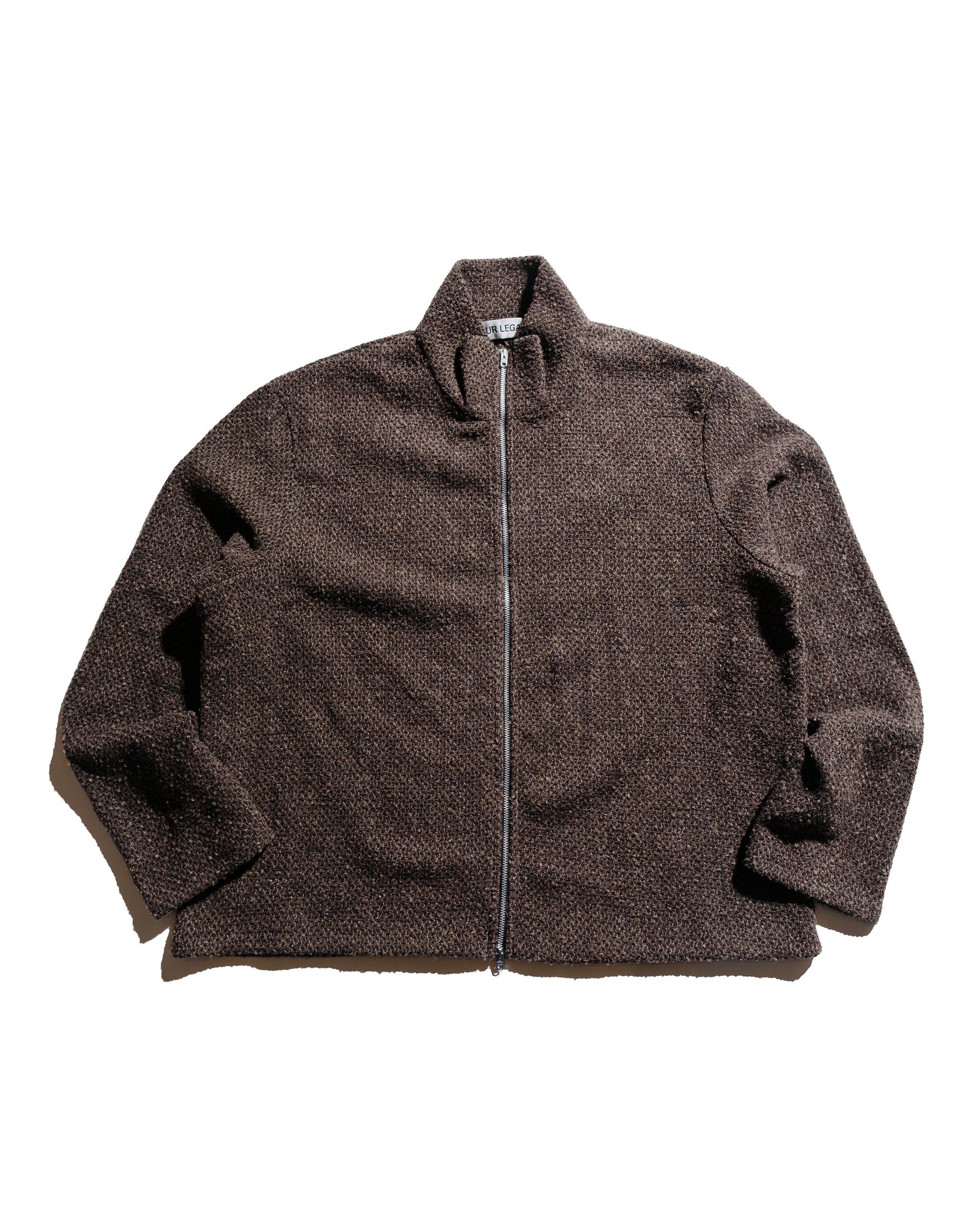 Our Legacy Shrunken Full Zip Polo Brown Sparse Buckle Weave