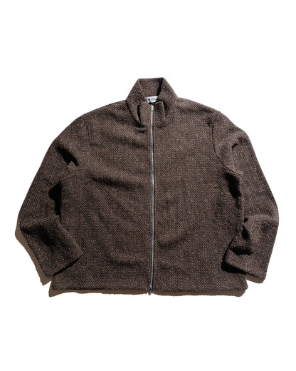 Our Legacy Shrunken Full Zip Polo Brown Sparse Buckle Weave