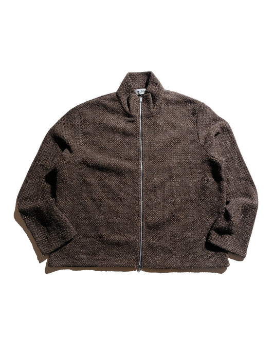 Our Legacy Shrunken Full Zip Polo Brown Sparse Buckle Weave