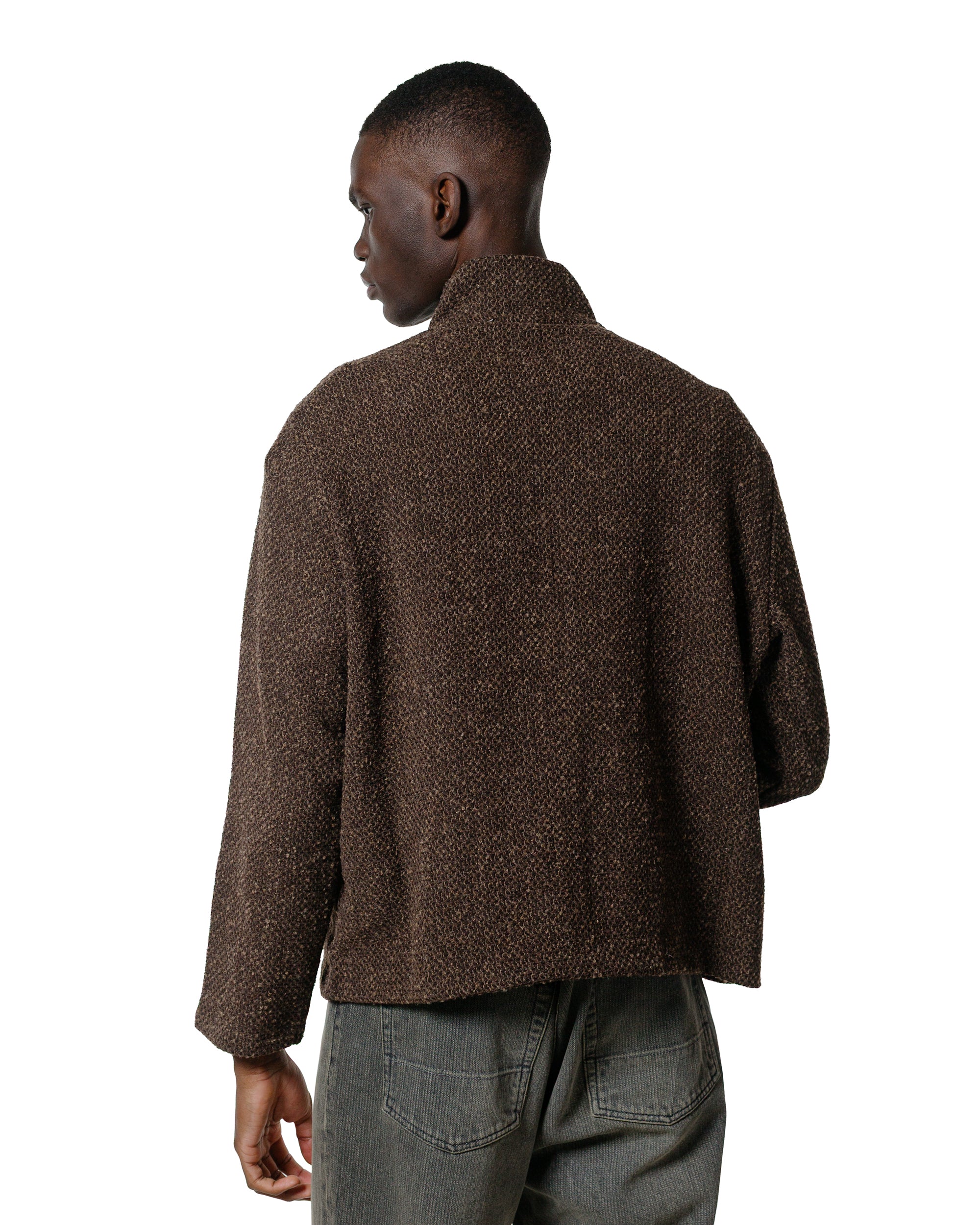 Our Legacy Shrunken Full Zip Polo Brown Sparse Buckle Weave