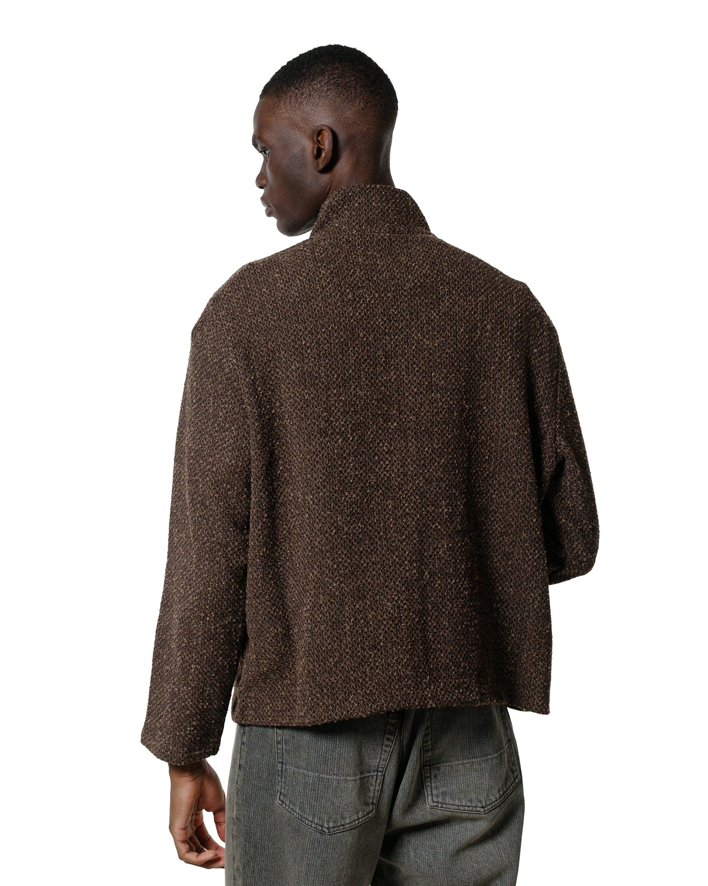 Our Legacy Shrunken Full Zip Polo Brown Sparse Buckle Weave