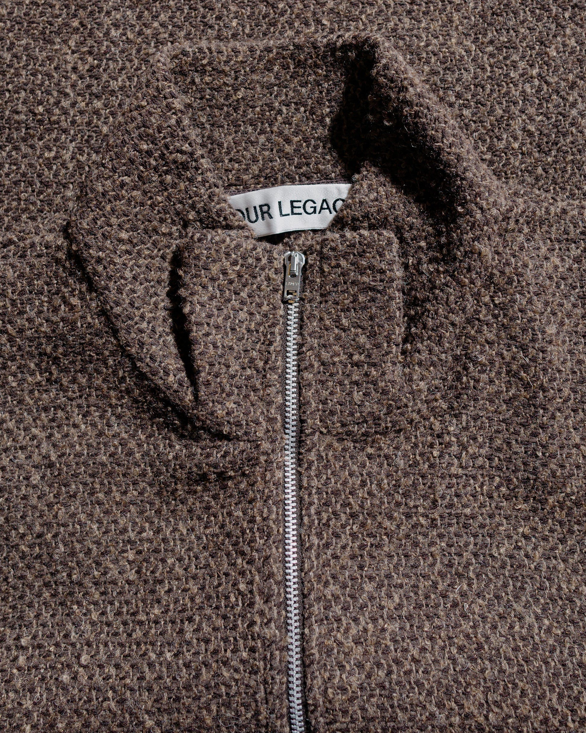 Our Legacy Shrunken Full Zip Polo Brown Sparse Buckle Weave