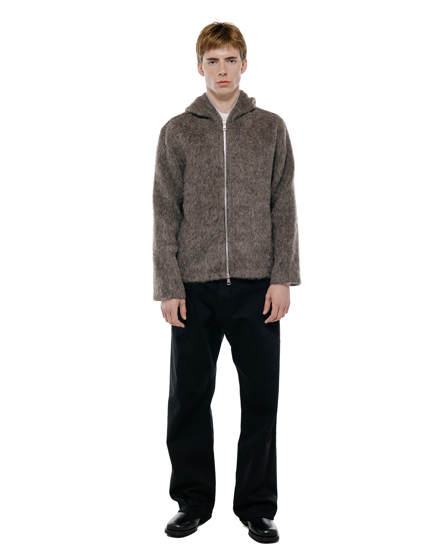 Our Legacy Full Zip Hood Mole Grey Hairy Wool