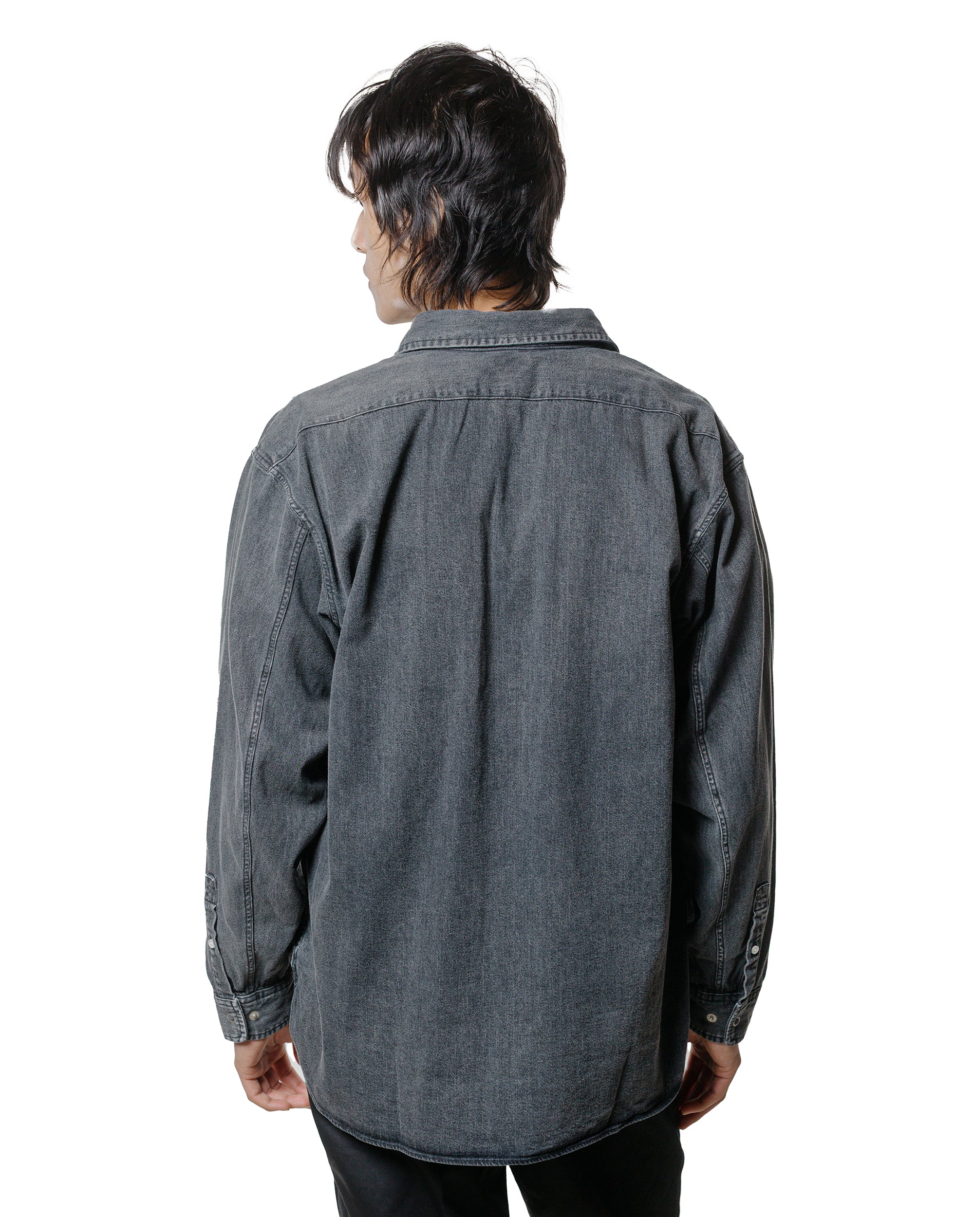 PHIGVEL / DENIM WORKADAY SHIRT/2/コットン/グレー/PMAR-LS05/24ss Phigvel Denim Workaday Shirt Black (Fade)