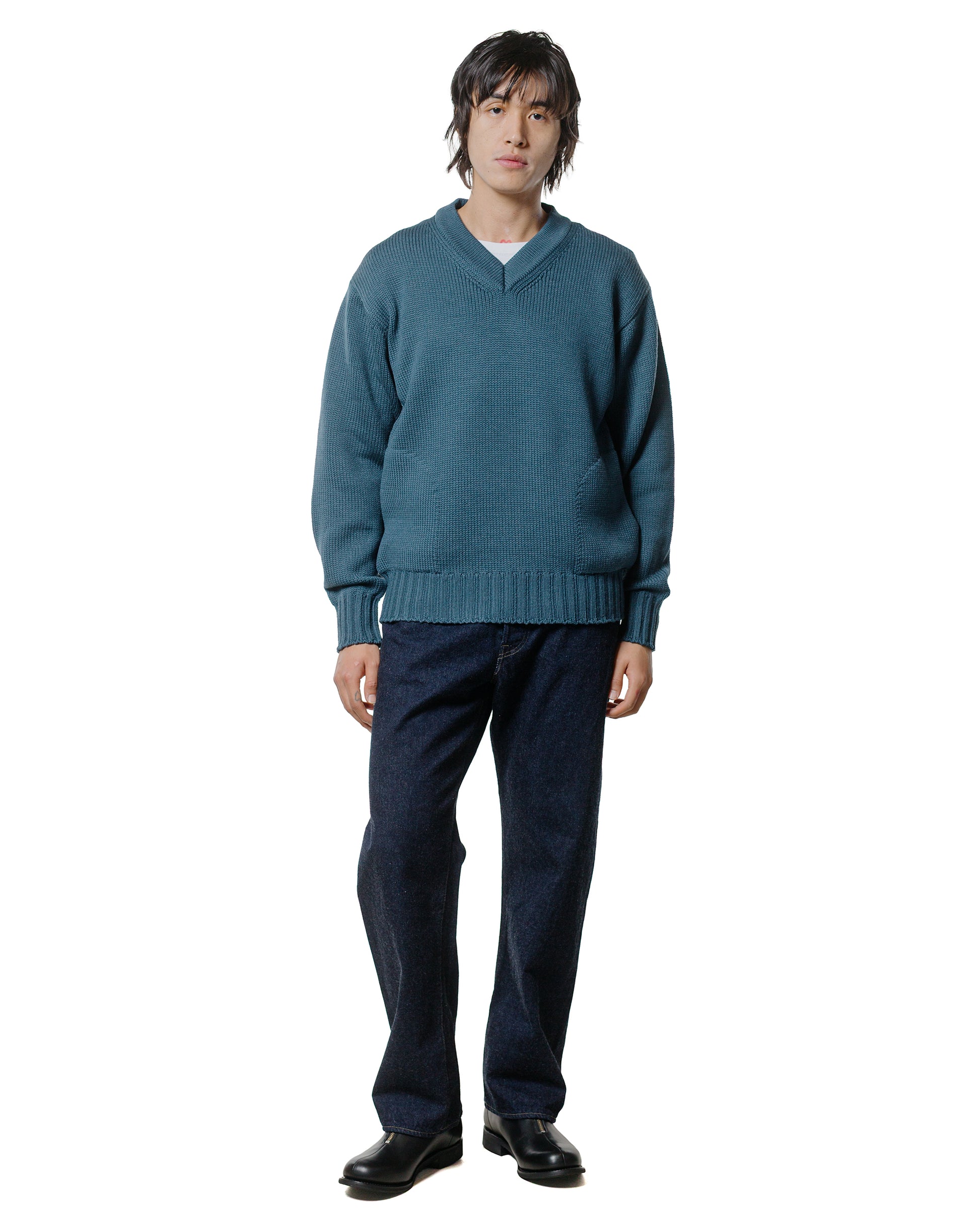 Phigvel Goodman's V Neck Sweater Cerulean