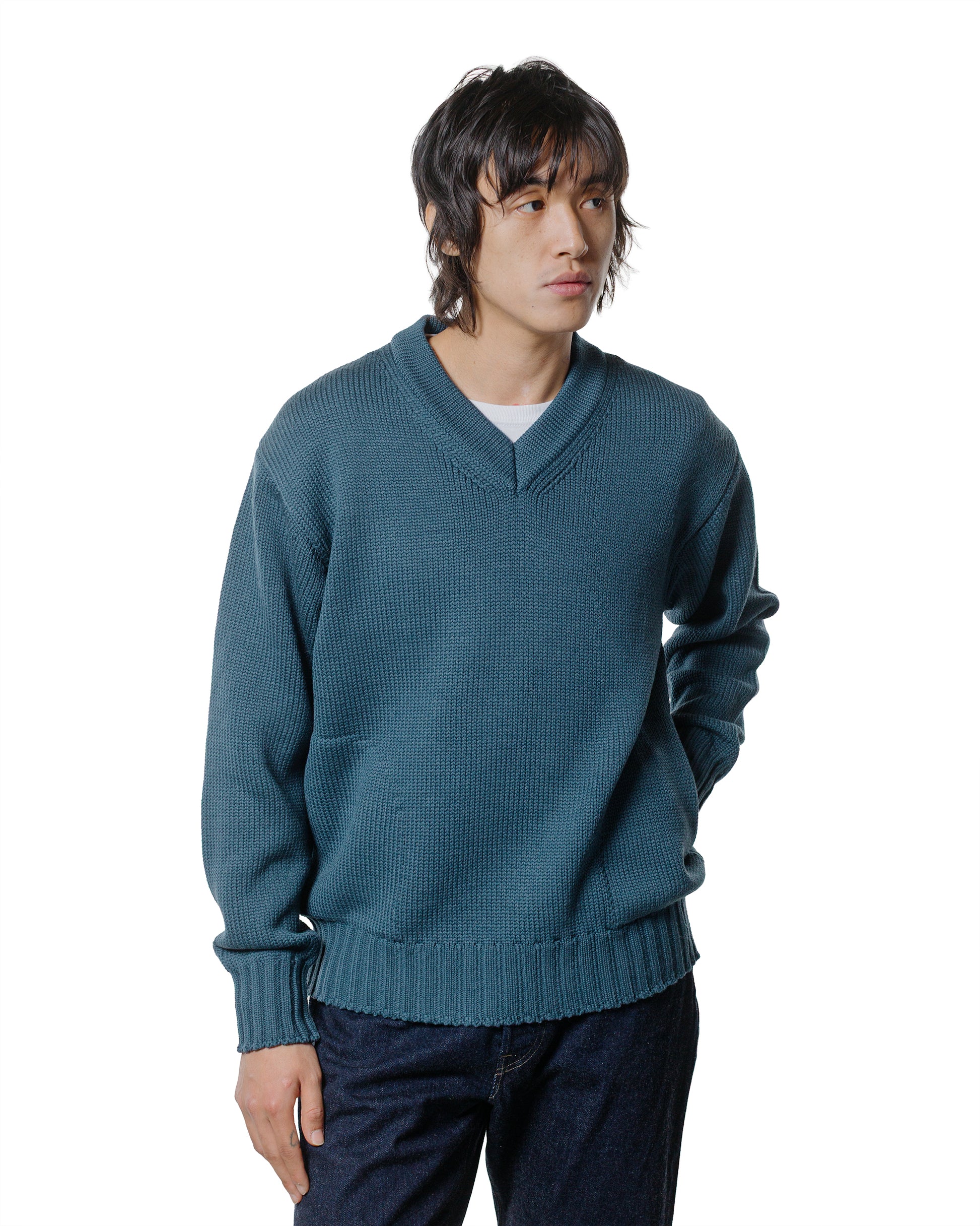 Phigvel Goodman's V Neck Sweater Cerulean