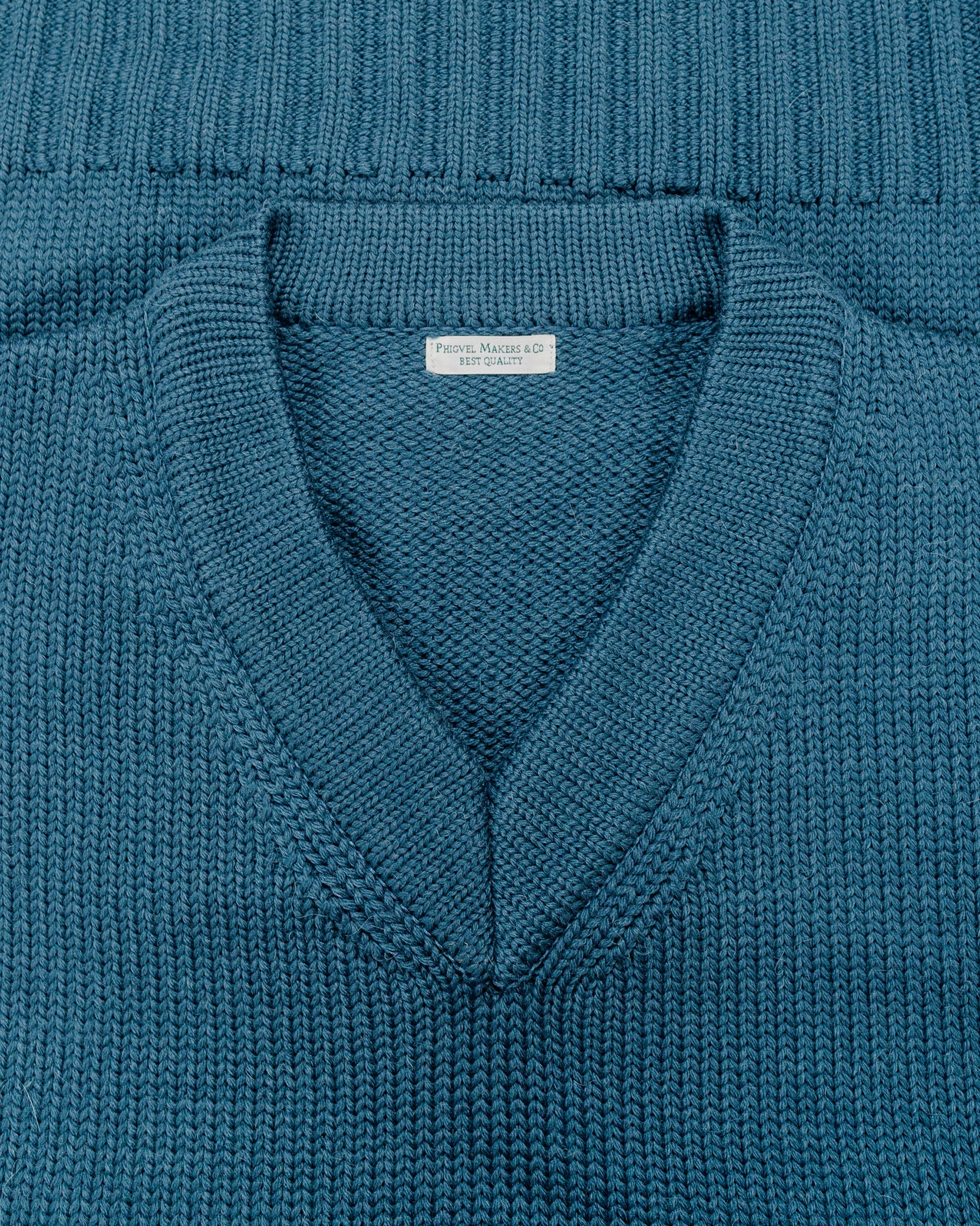 Phigvel Goodman's V Neck Sweater Cerulean