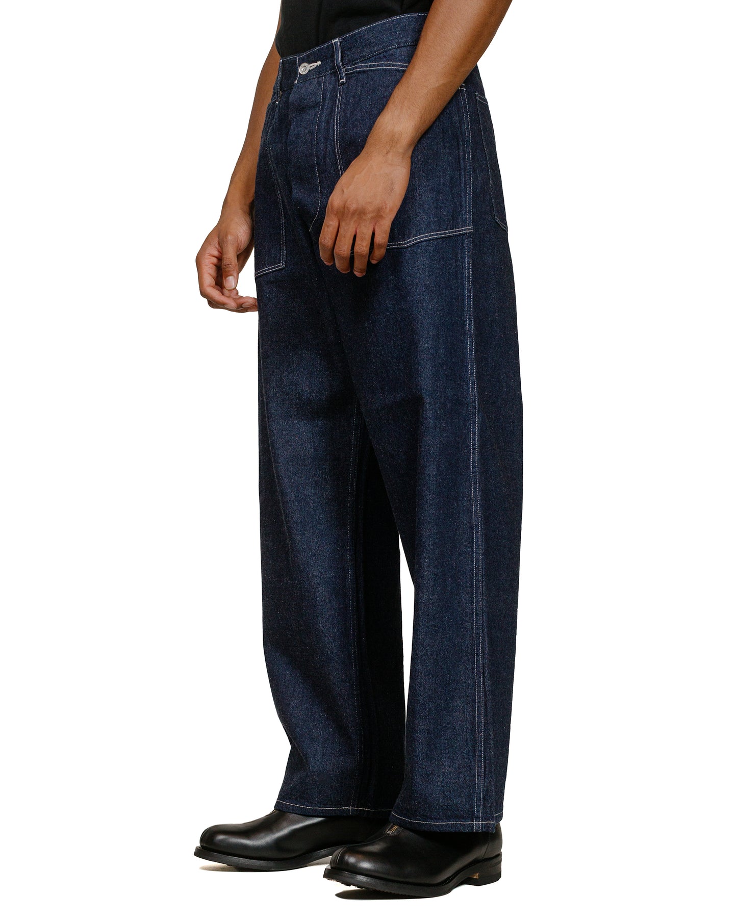 Phigvel Mil Denim Fatigue Trousers Indigo model front