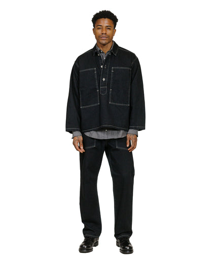 Post O'Alls Army Shirt Herringbone Denim Black full body