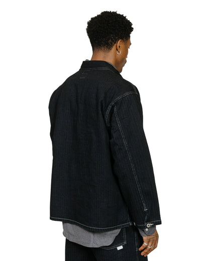 Post O'Alls Army Shirt Herringbone Denim Black model back