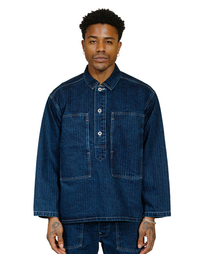 Post O'Alls Army Shirt Herringbone Denim Double Indigo model front